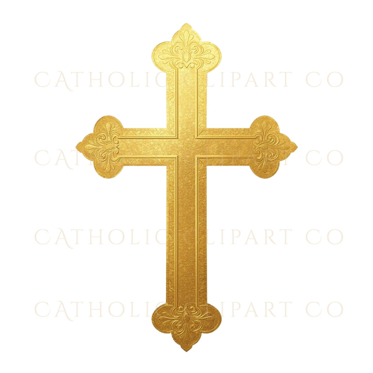Catholic gold cross digital art with clean minimal style | Arte digital de cruz dorada católica con estilo limpio y minimalista