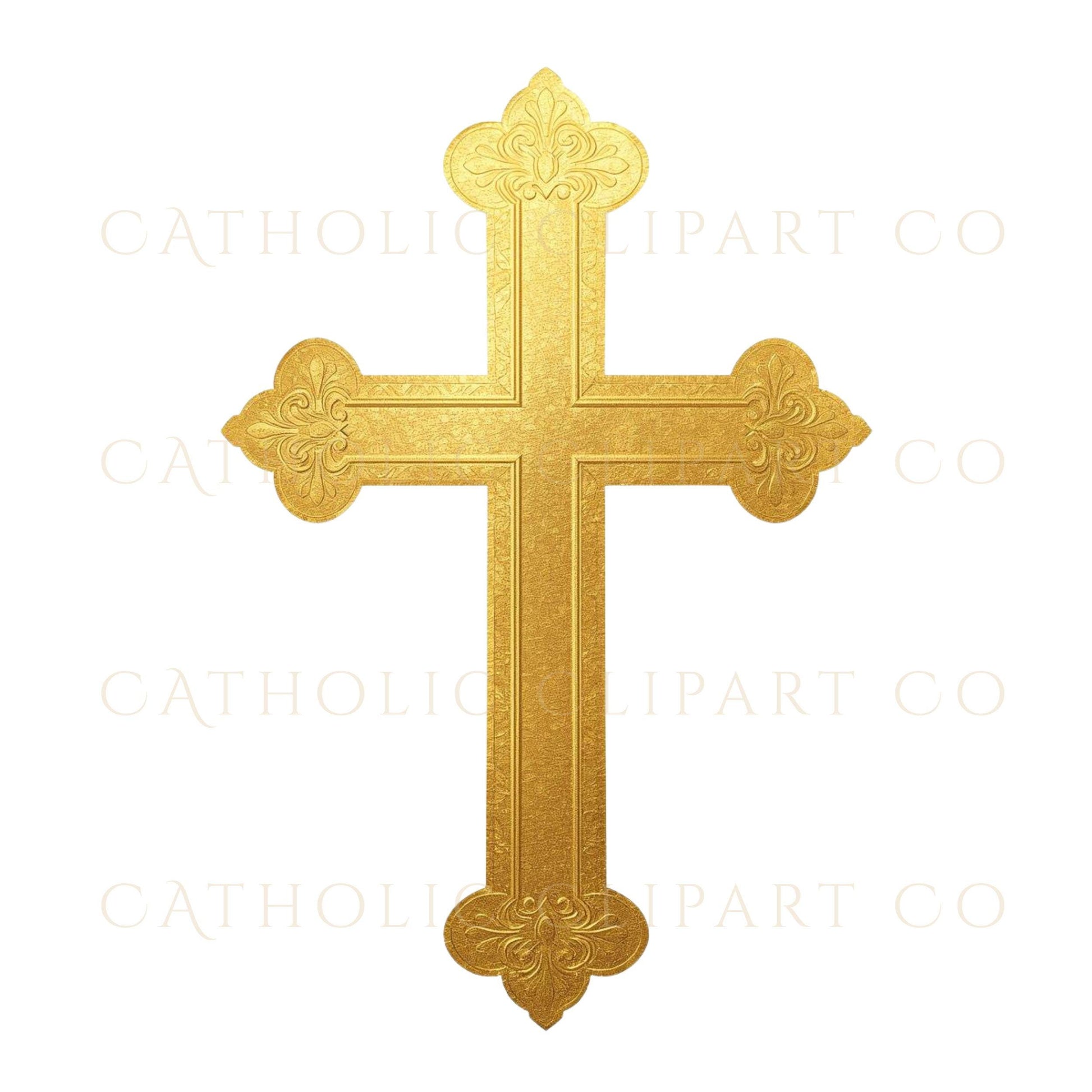 Catholic gold cross digital art with clean minimal style | Arte digital de cruz dorada católica con estilo limpio y minimalista