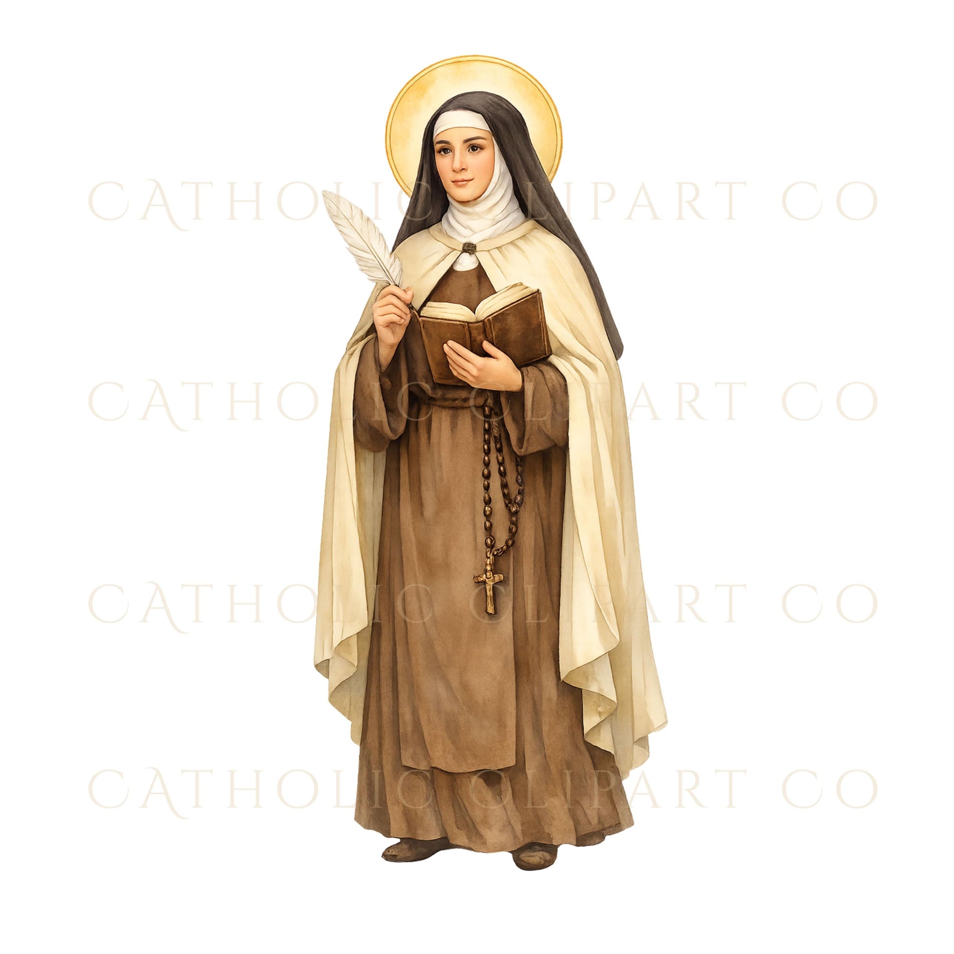 Saint Teresa of Avila portrait clipart for planners / Clipart retrato de Santa Teresa de Ávila para planificadores