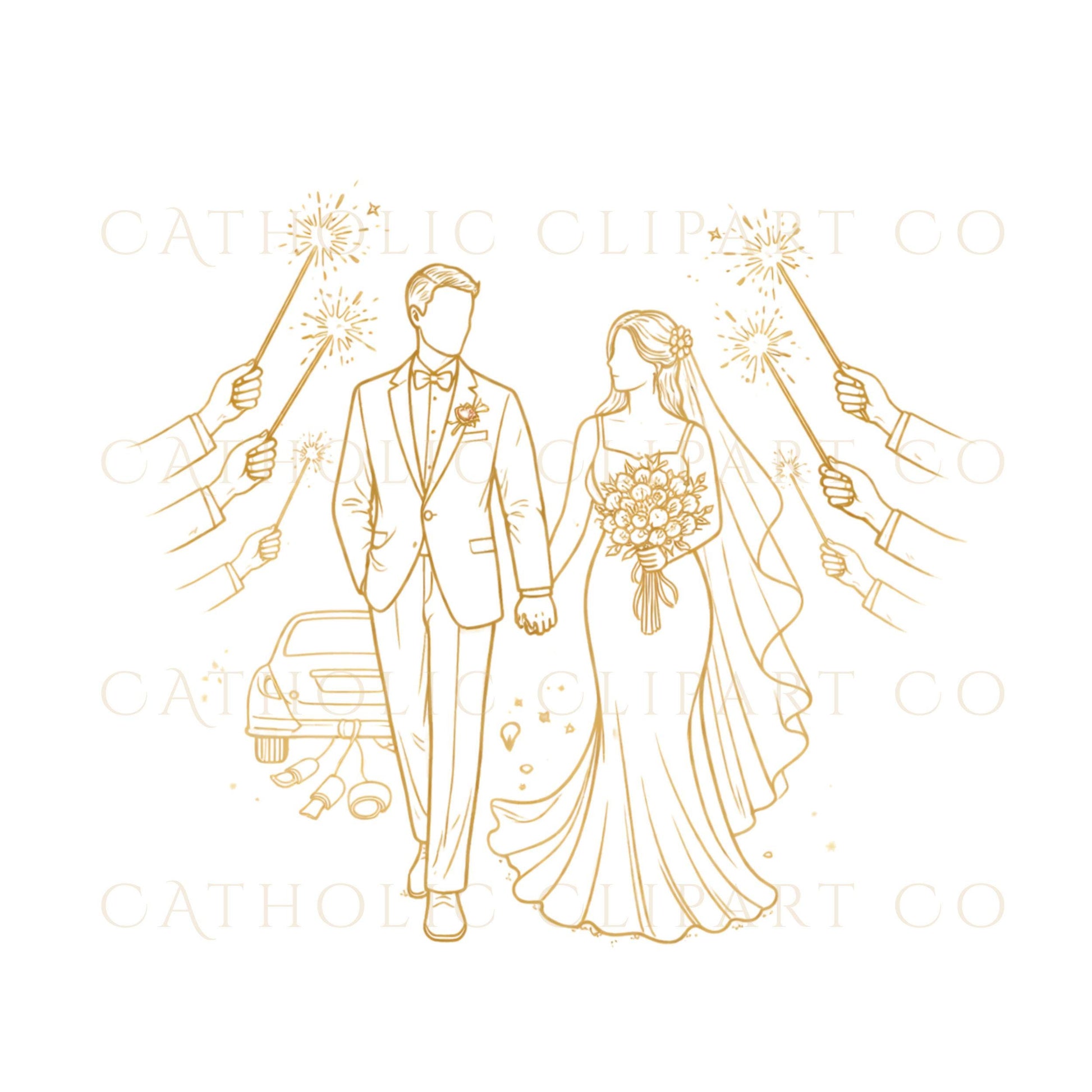 Wedding vows and ceremony symbols clipart for Christian weddings / Clipart de votos y símbolos ceremoniales para bodas cristianas