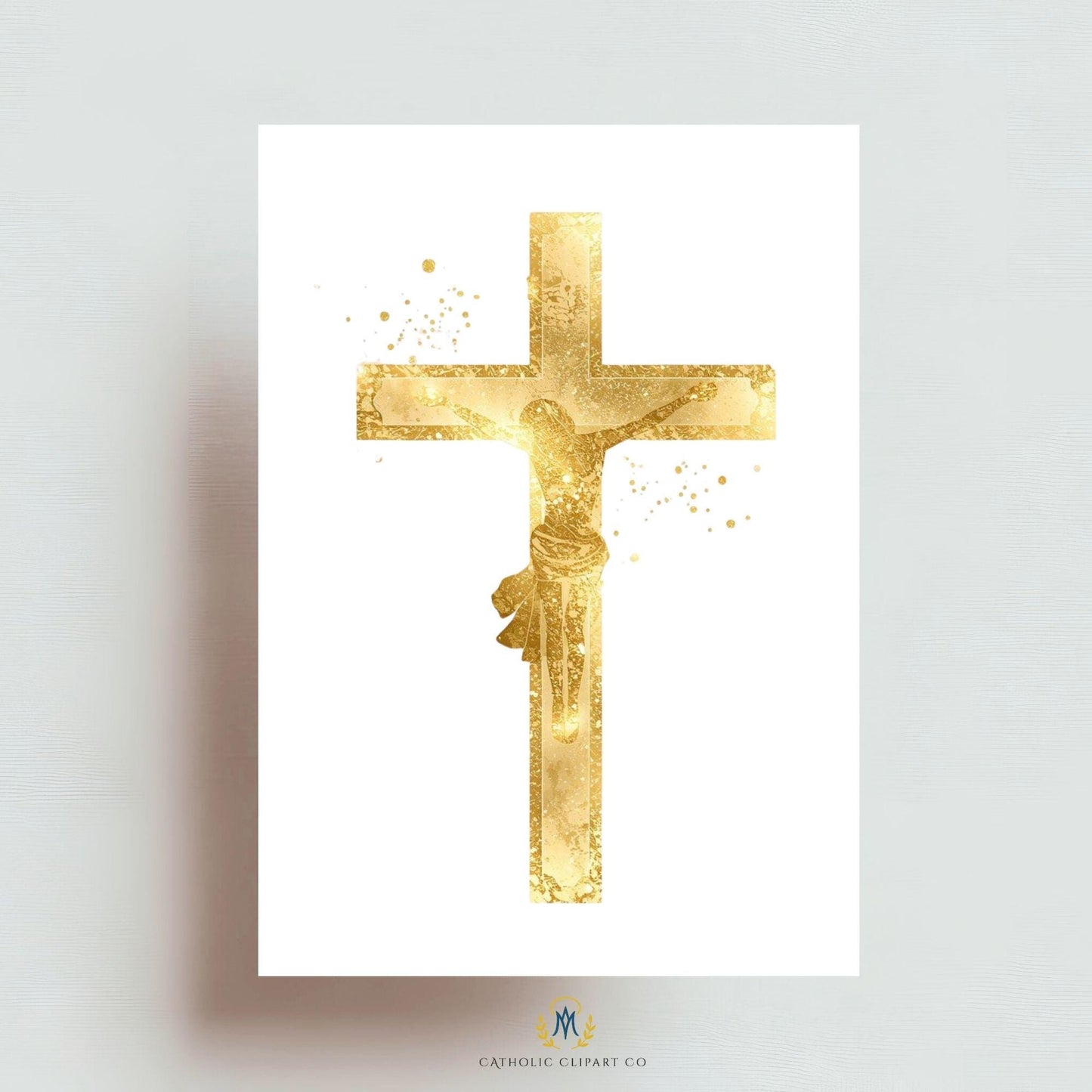 Catholic gold IHS and cross symbol clipart for branding | Clipart católico dorado de IHS y cruz para branding