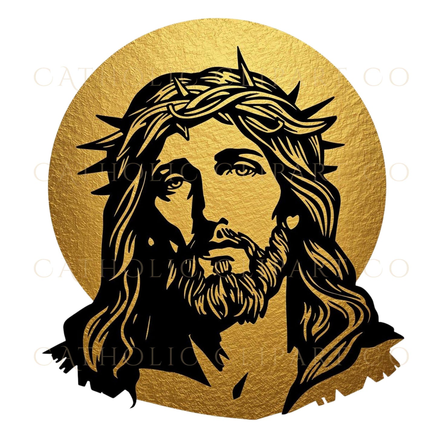 Lent Clipart PNG | Gold Crown of Thorns, Jesus Christ & Cross | Catholic Holy Week Graphics Bundle Commercial Use