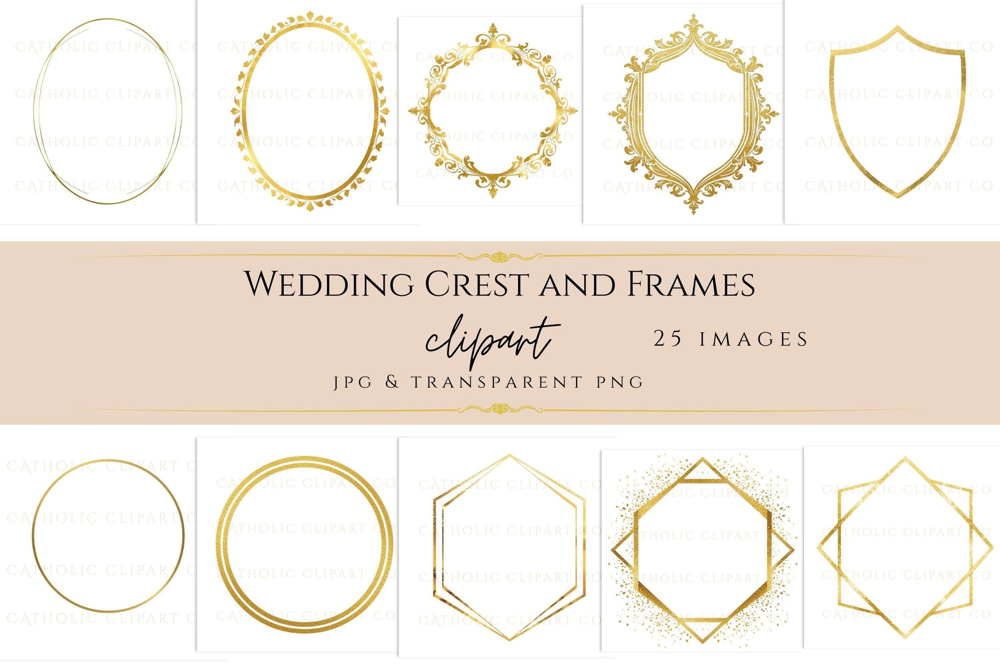 Gold wedding arch frame clipart used for elegant invitation and program design / Marco de arco de boda dorado utilizado para invitaciones y programas elegantes