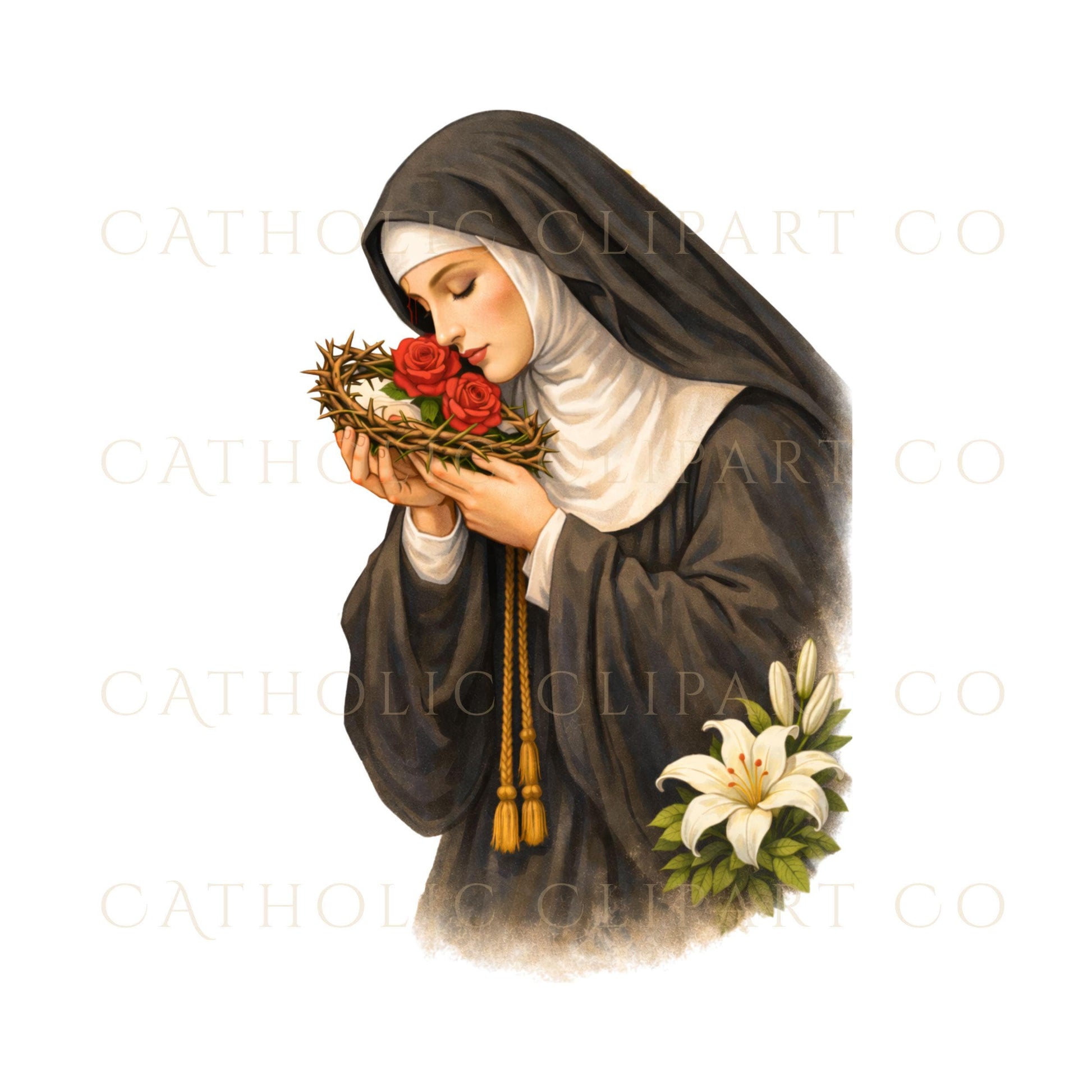Crown of thorns with roses Catholic religious clipart PNG – Clipart religioso católico PNG de corona de espinas con rosas