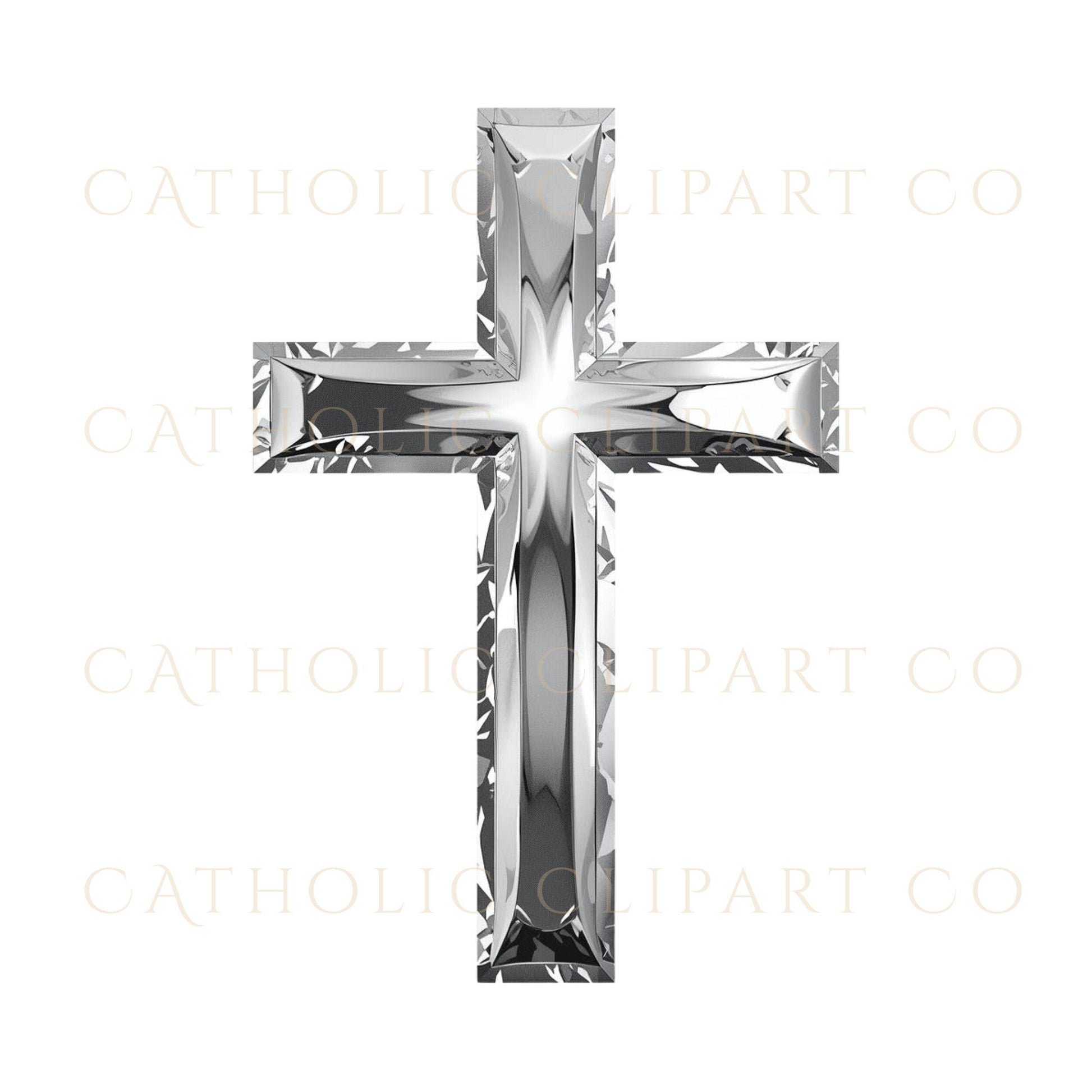 Polished metallic cross PNG for church logo and religious design / Cruz metálica pulida en PNG para logotipo de iglesia y diseño religioso