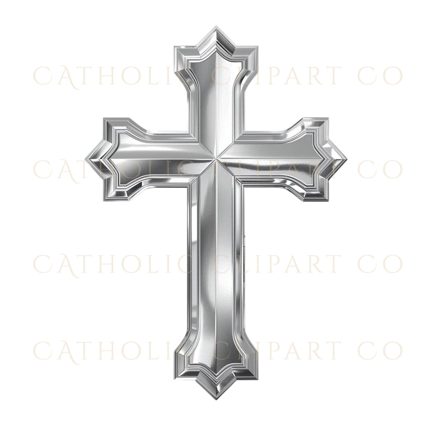 Catholic silver cross graphics for Canva templates and digital projects / Gráficos de cruces plateadas católicas para plantillas de Canva y proyectos digitales