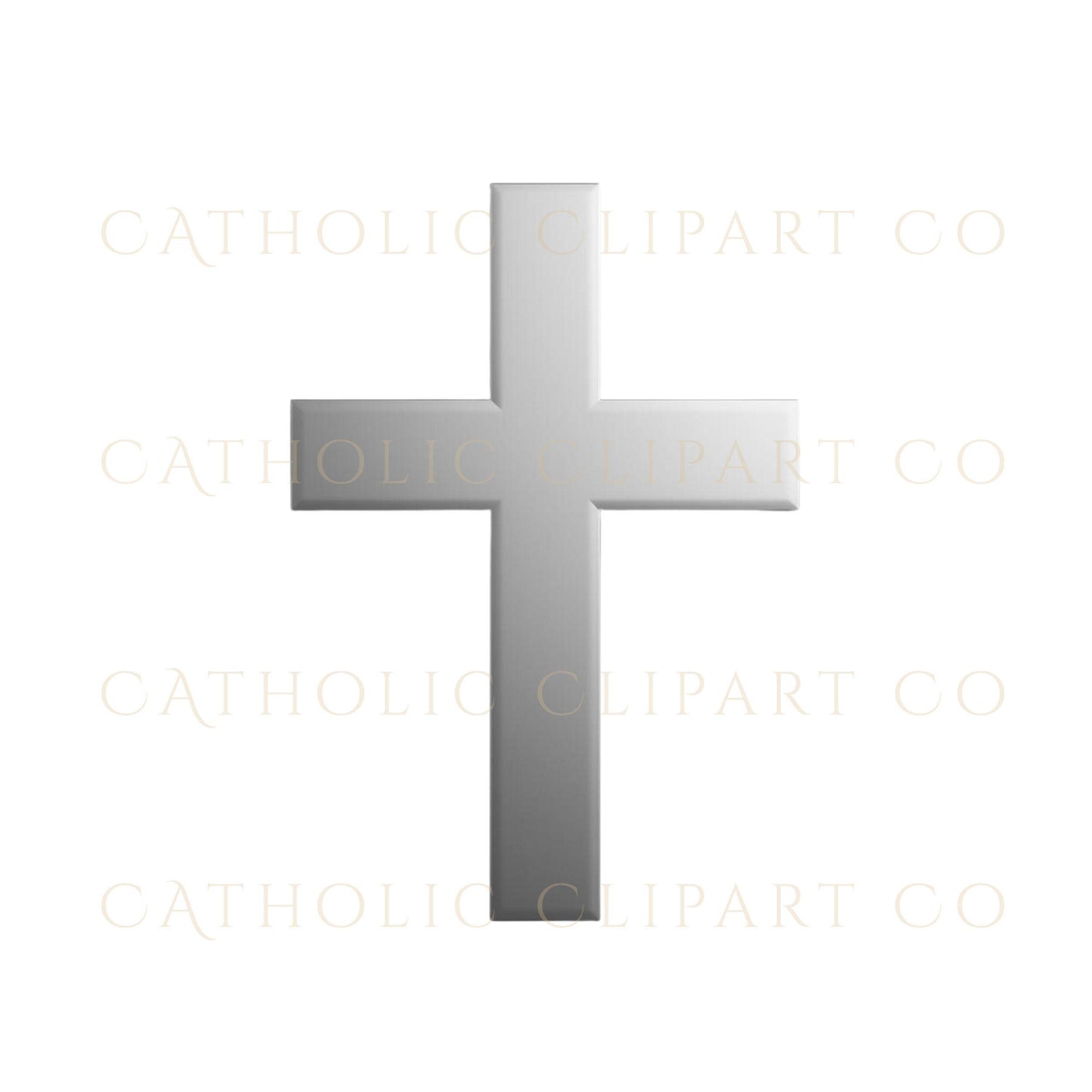 Silver metallic cross PNG for church bulletins and certificates / Cruz plateada metálica en PNG para boletines y certificados parroquiales