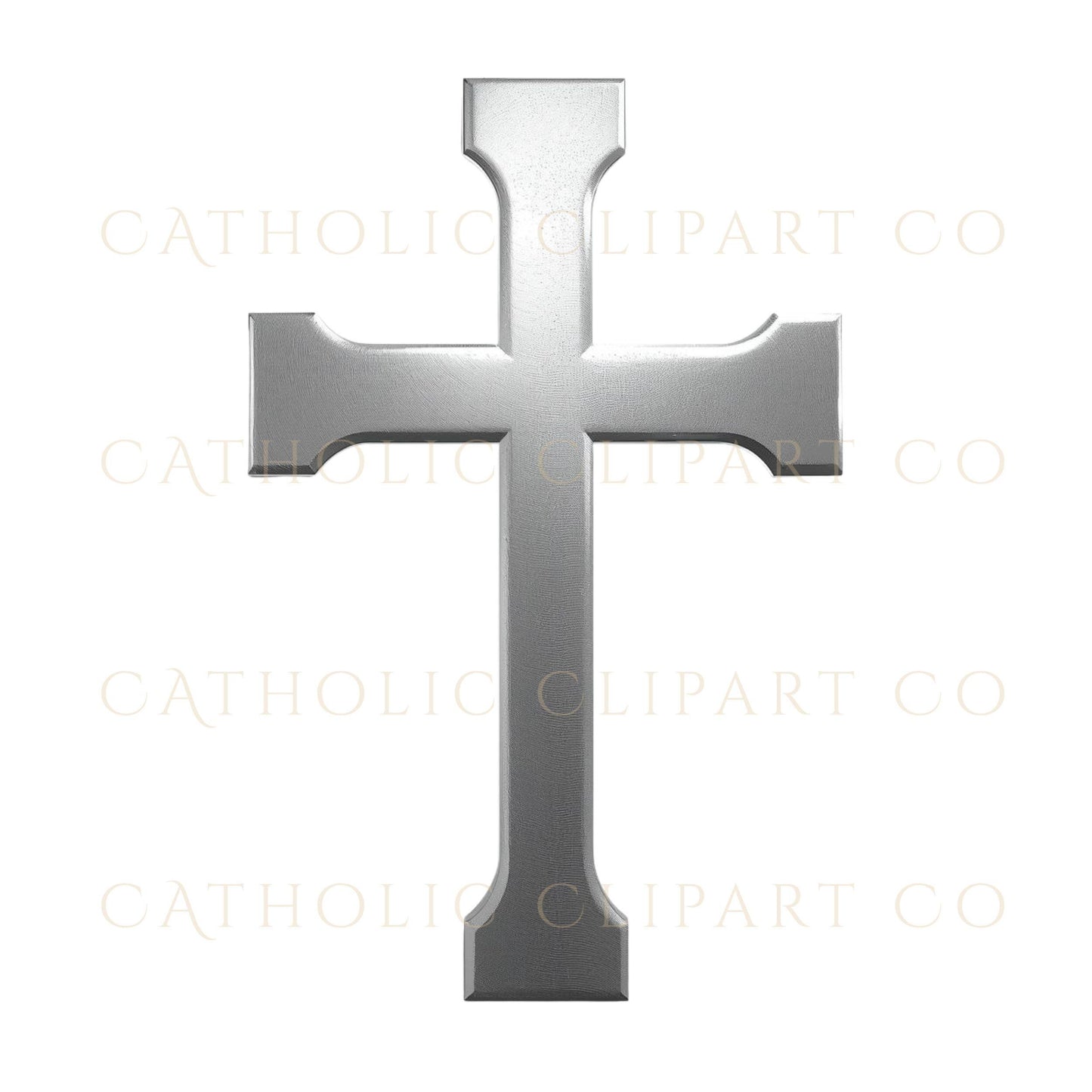 Elegant silver cross PNG for Catholic and Christian projects / Cruz plateada elegante en PNG para proyectos católicos y cristianos