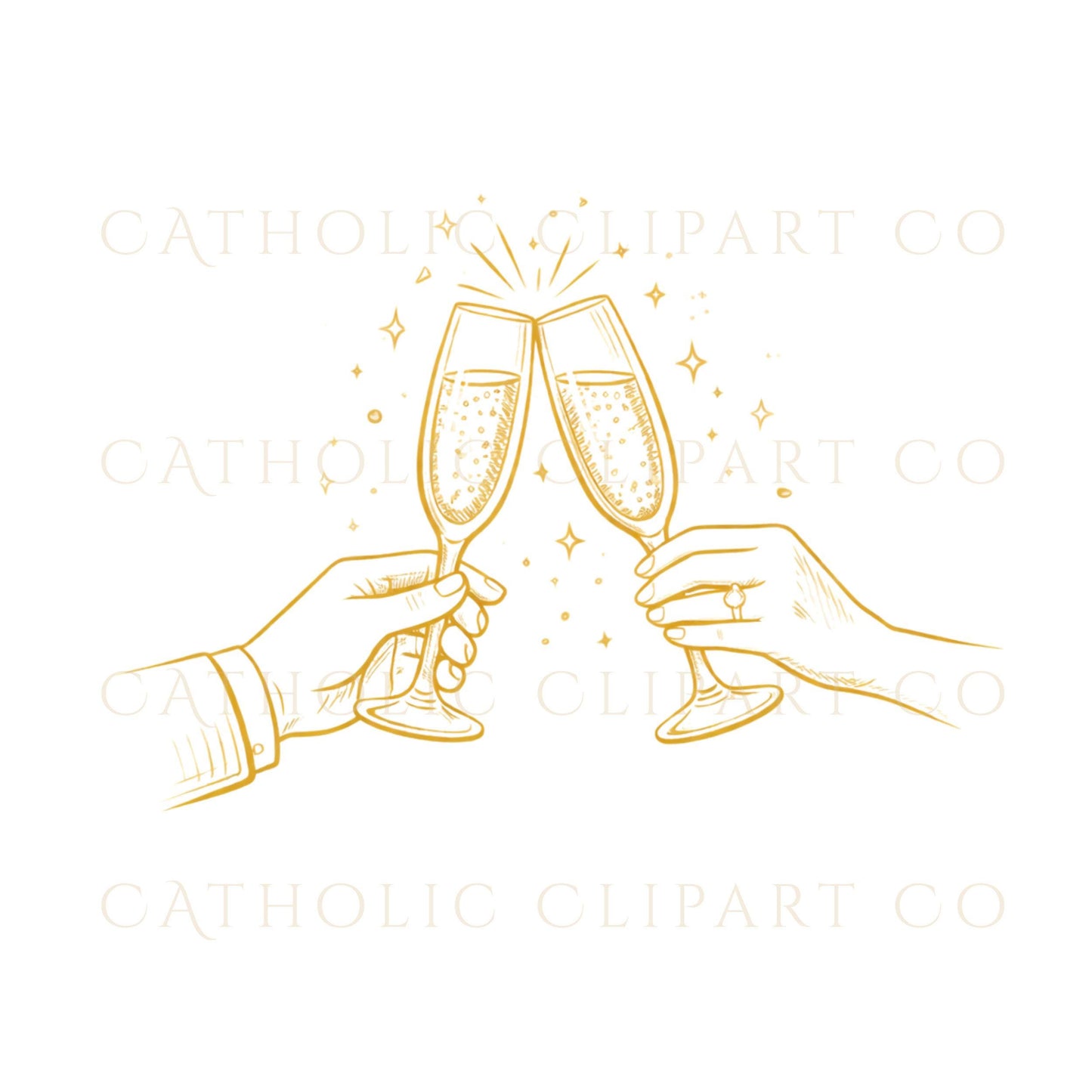 Champagne toast wedding reception icon / Brindis con champaña icono recepción de boda