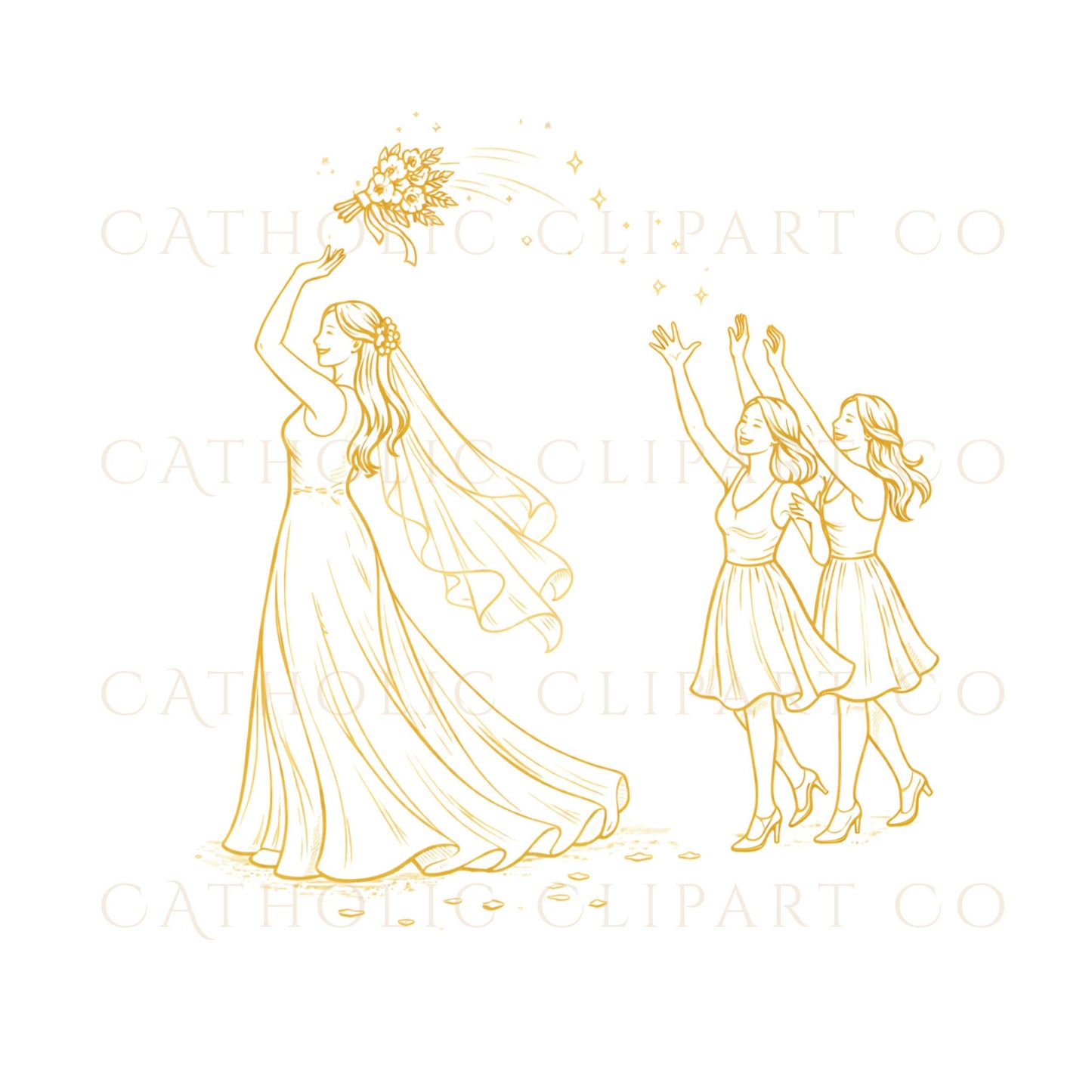 Bridal reception line art PNG commercial use / Arte lineal recepción nupcial PNG uso comercial
