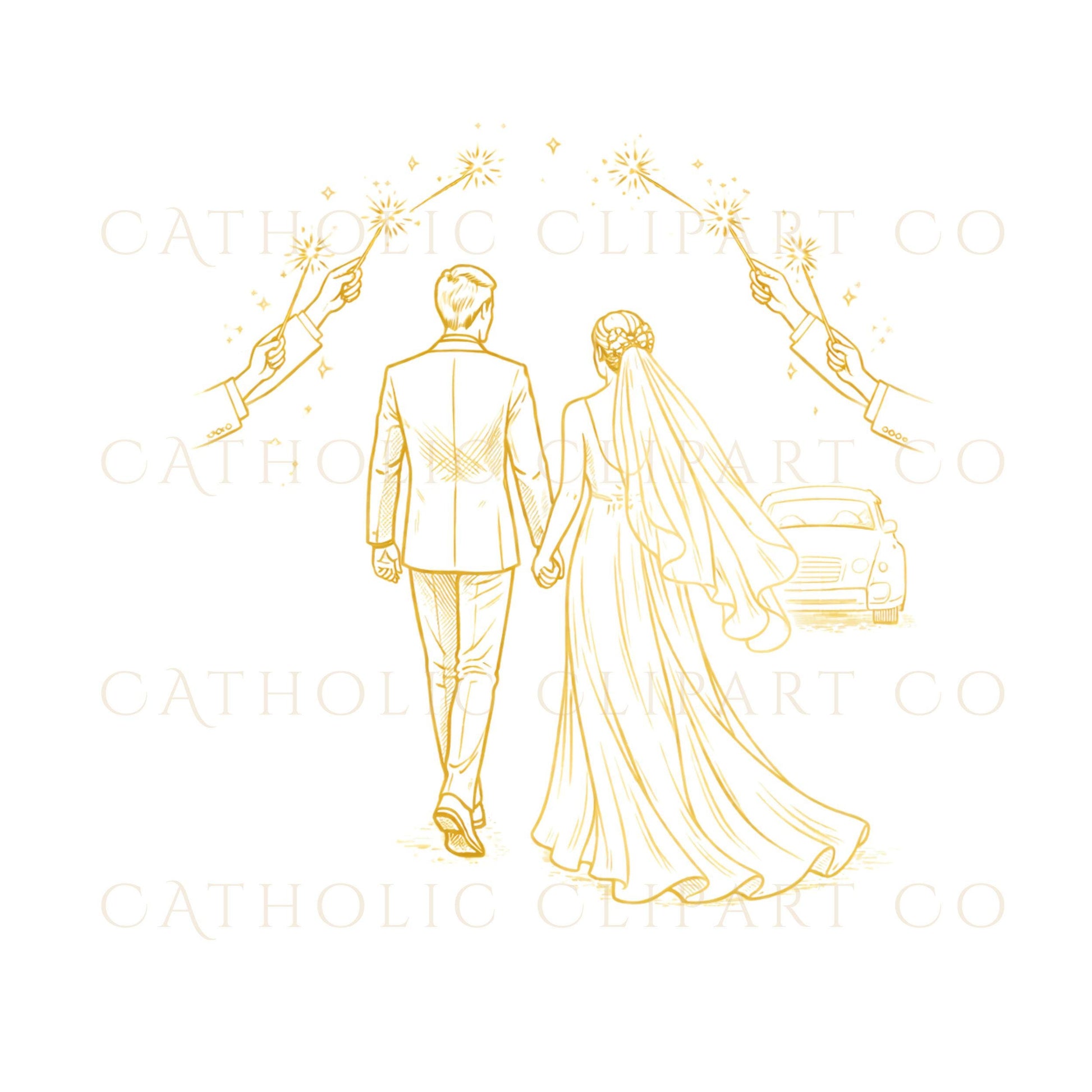 Elegant gold wedding icons for Canva / Iconos elegantes boda dorados para Canva