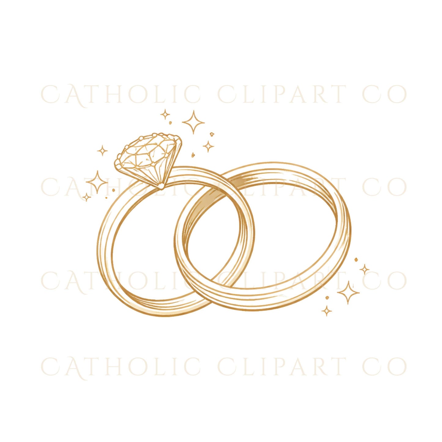 Christian ceremony clipart set with sacred wedding symbols / Set de clipart para ceremonia cristiana con símbolos sagrados de boda