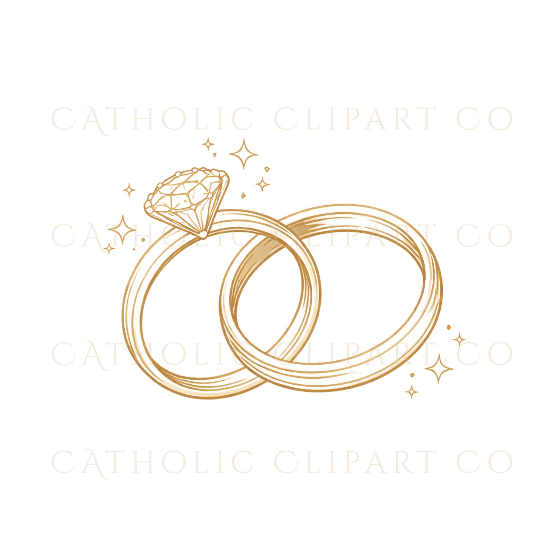 Christian ceremony clipart set with sacred wedding symbols / Set de clipart para ceremonia cristiana con símbolos sagrados de boda