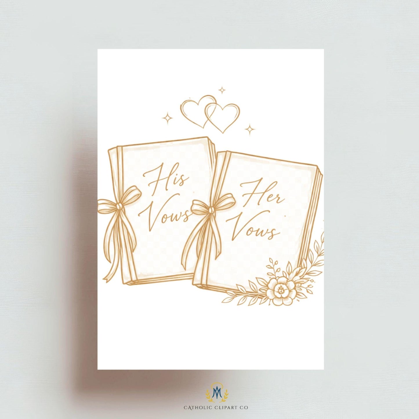 Catholic cross wedding clipart in refined gold line art design / Clipart de cruz para boda católica en elegante arte lineal dorado