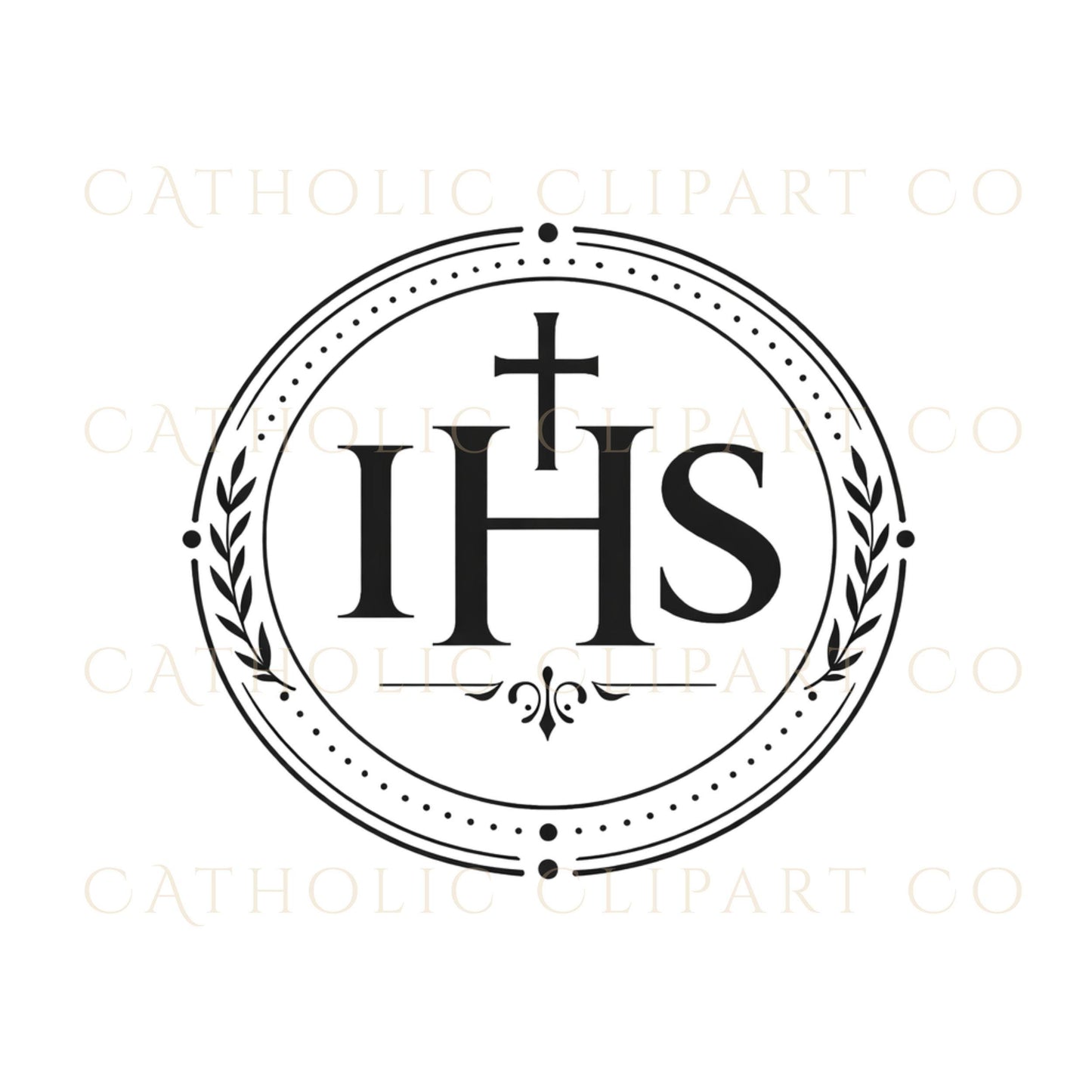 Traditional IHS Eucharistic emblem clipart for sacramental certificates – Emblema eucarístico IHS tradicional para certificados sacramentales
