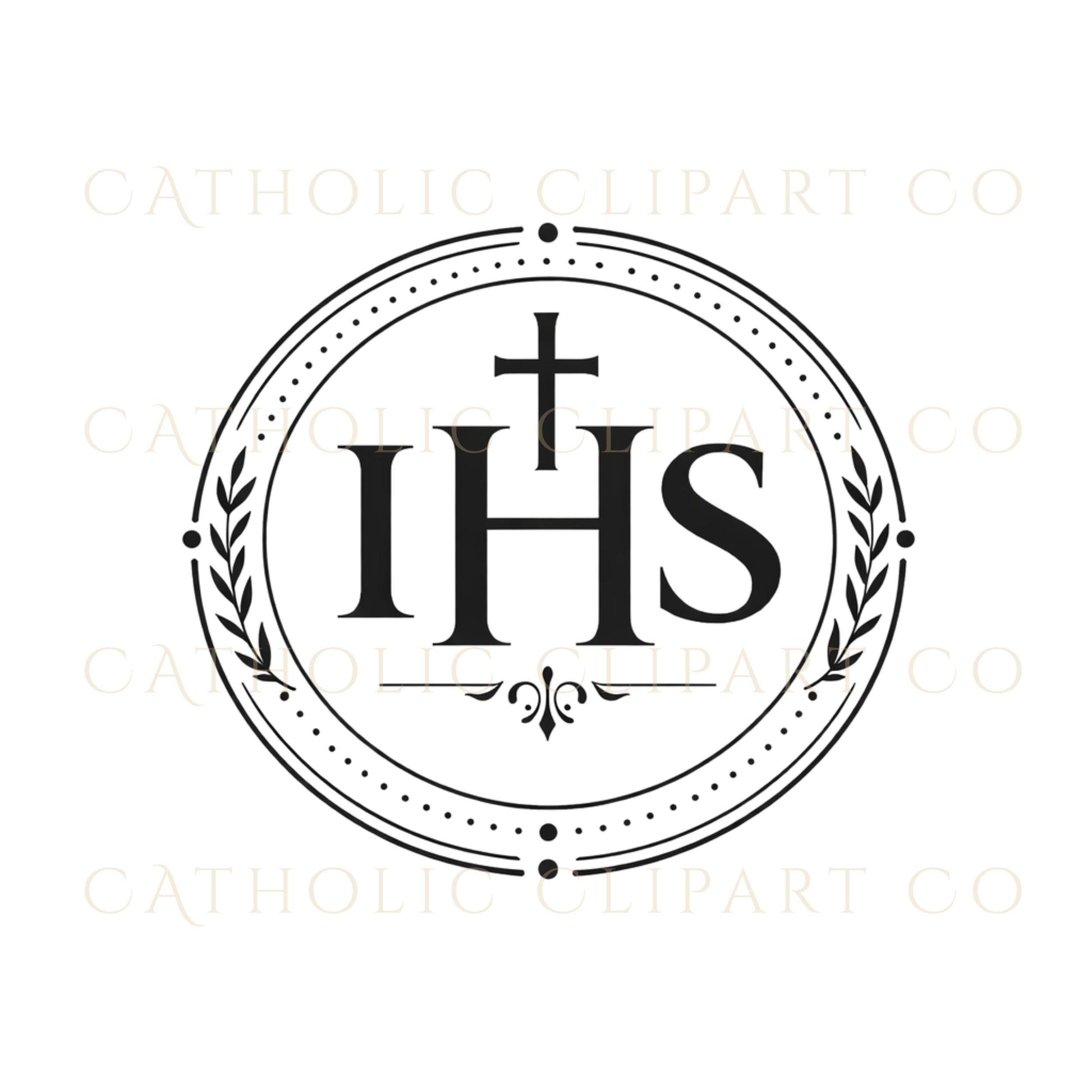 Traditional IHS Eucharistic emblem clipart for sacramental certificates – Emblema eucarístico IHS tradicional para certificados sacramentales