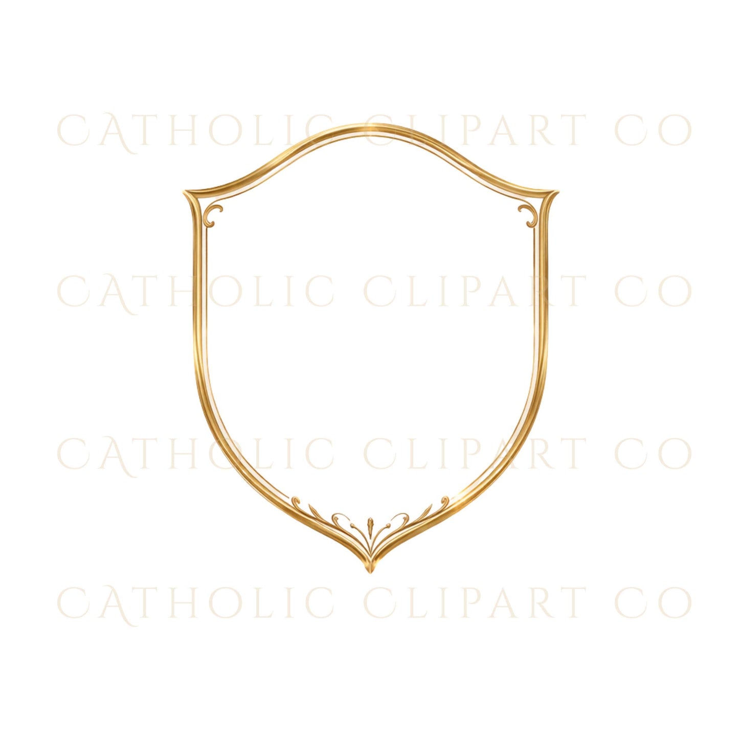 Gold shield frame clipart with Catholic symbol – Marco dorado tipo escudo con símbolo católico