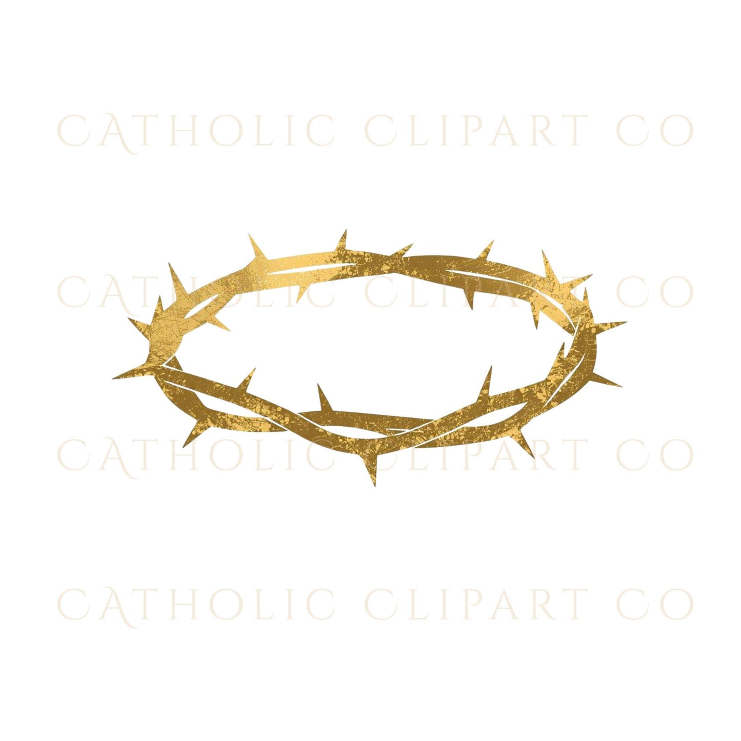 Crown of thorns gold PNG for Lent and Good Friday designs – Corona de espinas dorada PNG para diseños de Viernes Santo