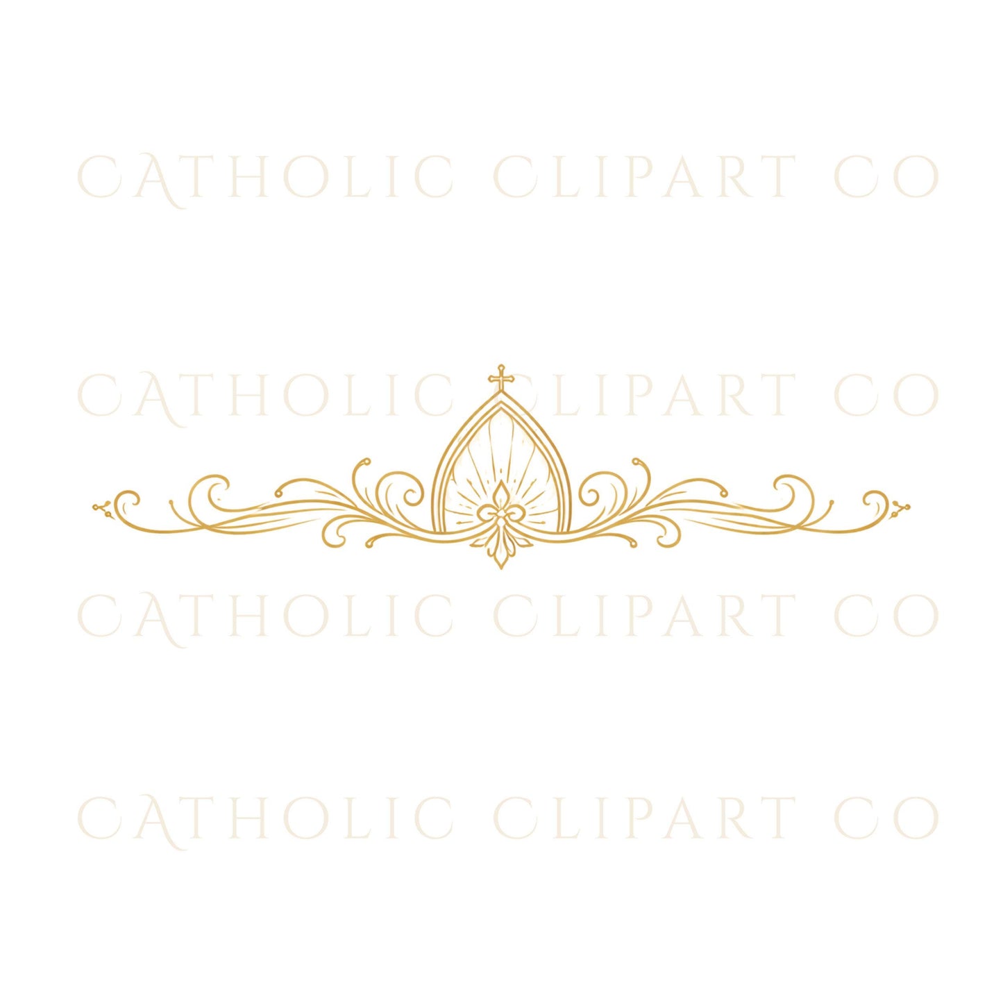 Minimal gold rosary clipart for Catholic nuptial mass program – rosario dorado minimalista para programa de misa