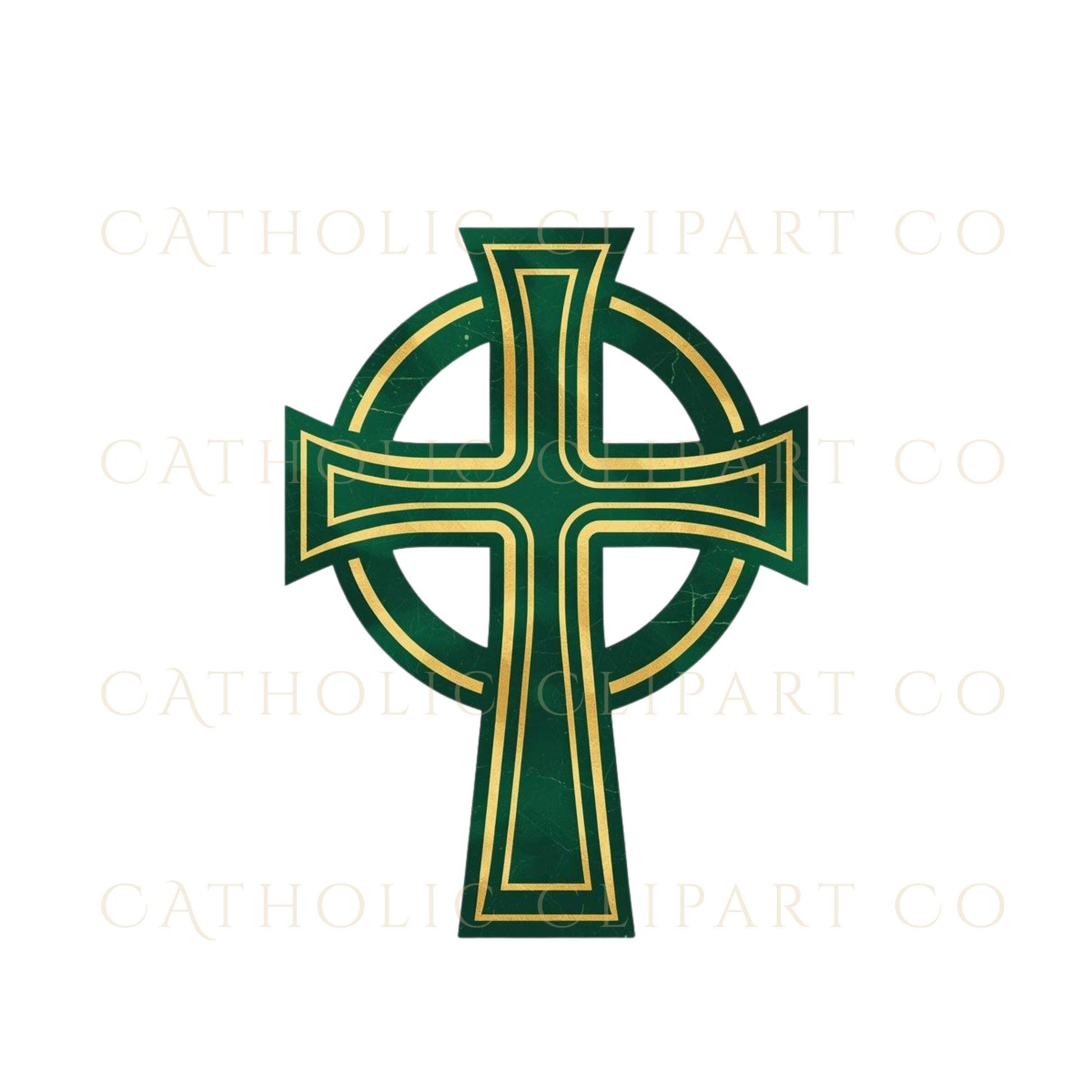 Irish shamrock clipart with Trinity design Catholic symbol | Trébol irlandés con diseño de la Trinidad símbolo católico