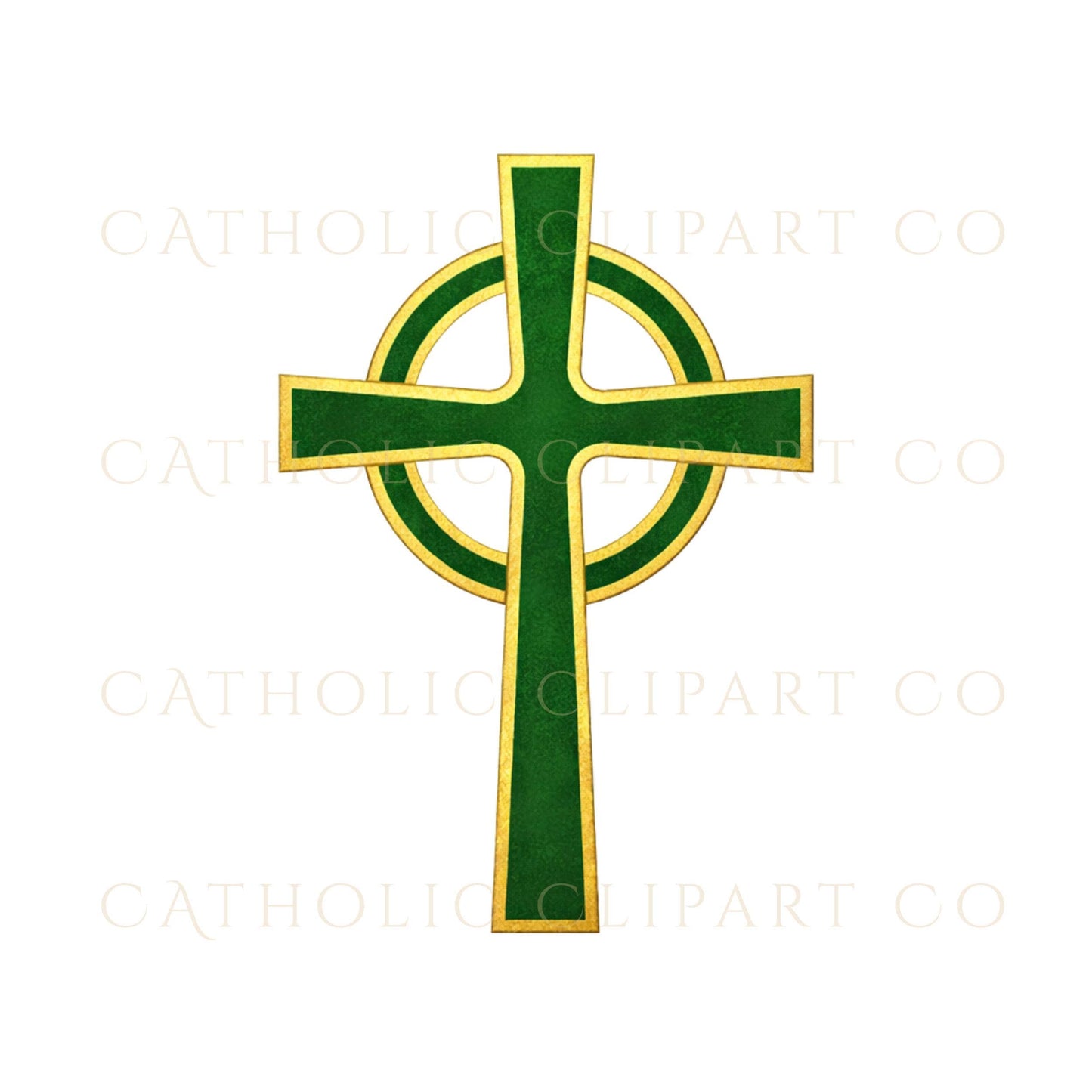 Celtic cross religious clipart with gold foil style | Cruz celta religiosa clipart con estilo dorado