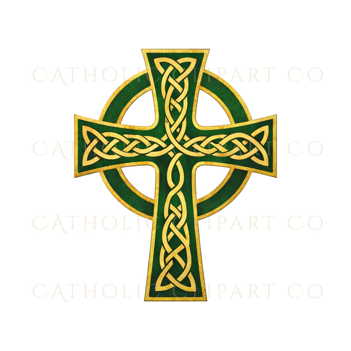 Irish Celtic cross religious symbol clipart gold Christian art | Cruz celta irlandesa símbolo religioso clipart arte cristiano dorado