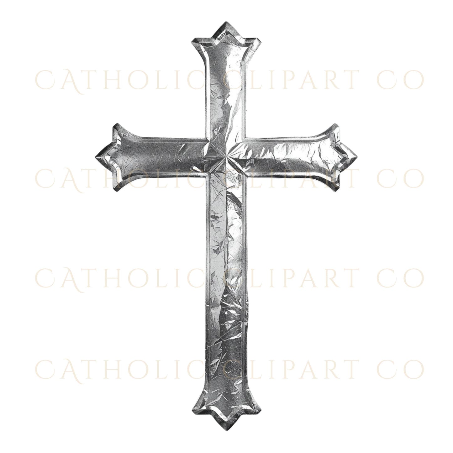 Elegant silver cross clipart collection for Catholic wedding programs / Colección elegante de cruces plateadas para programas de boda católica