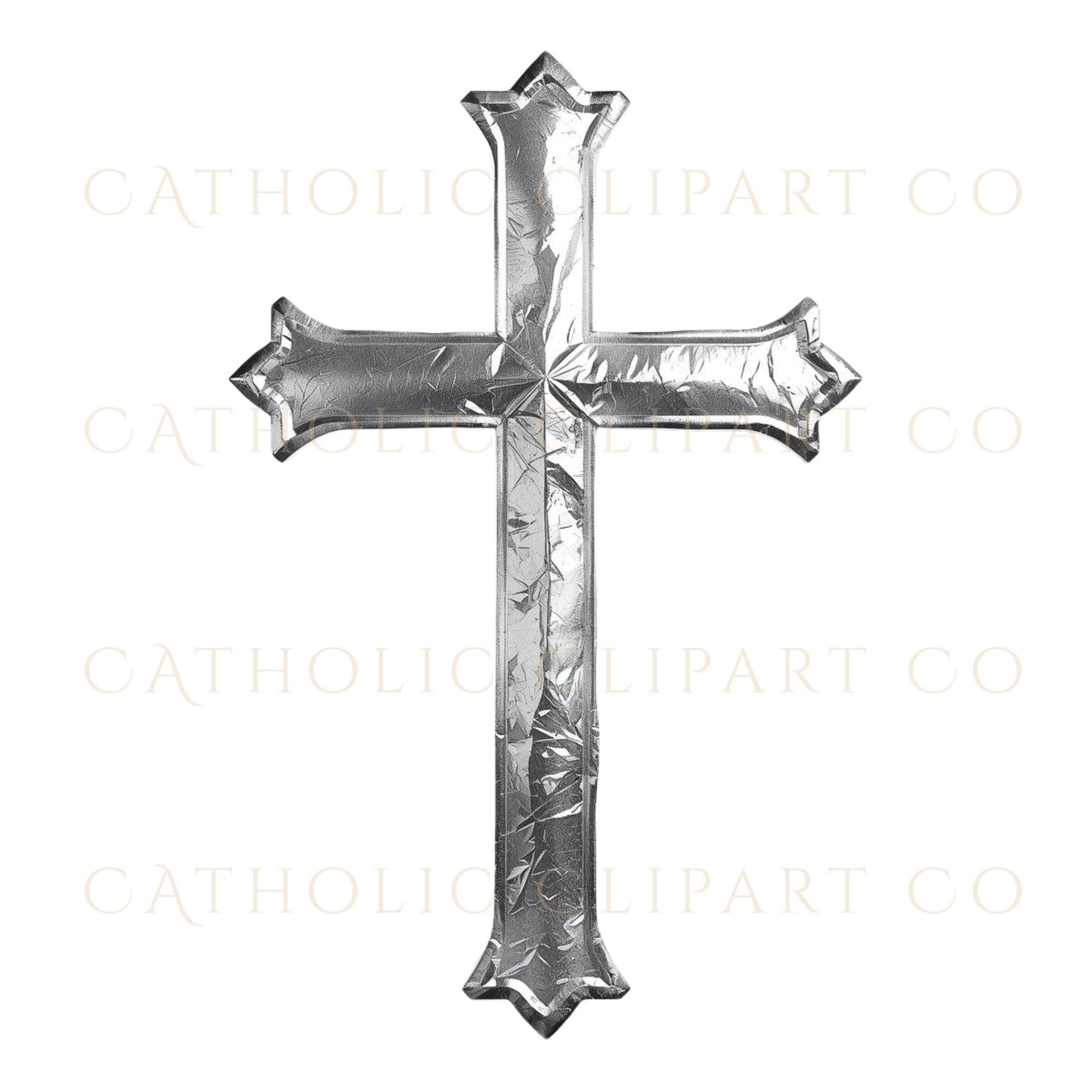 Elegant silver cross clipart collection for Catholic wedding programs / Colección elegante de cruces plateadas para programas de boda católica