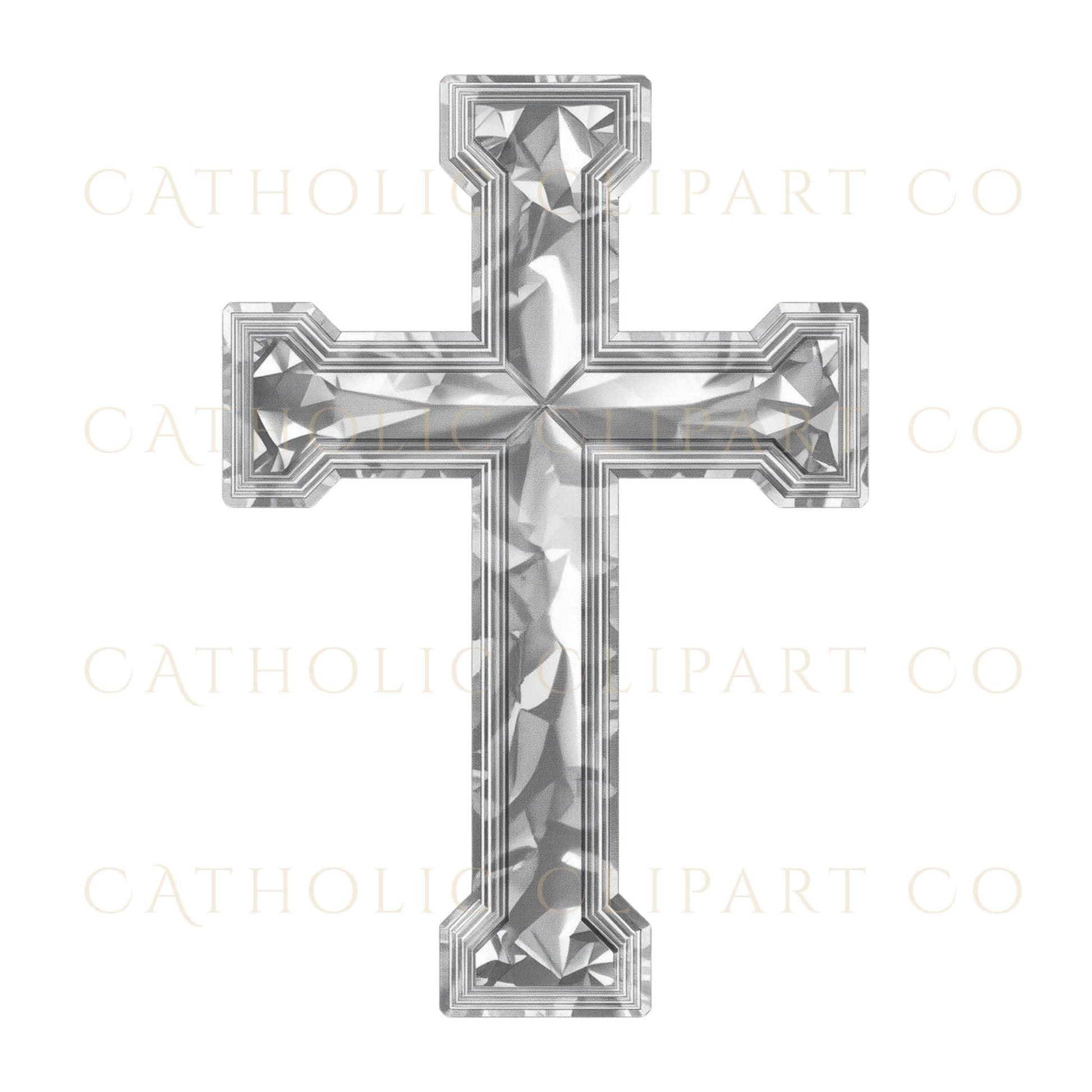 Metallic Catholic cross symbols in modern and traditional styles / Símbolos de cruces católicas metálicas en estilo moderno y tradicional