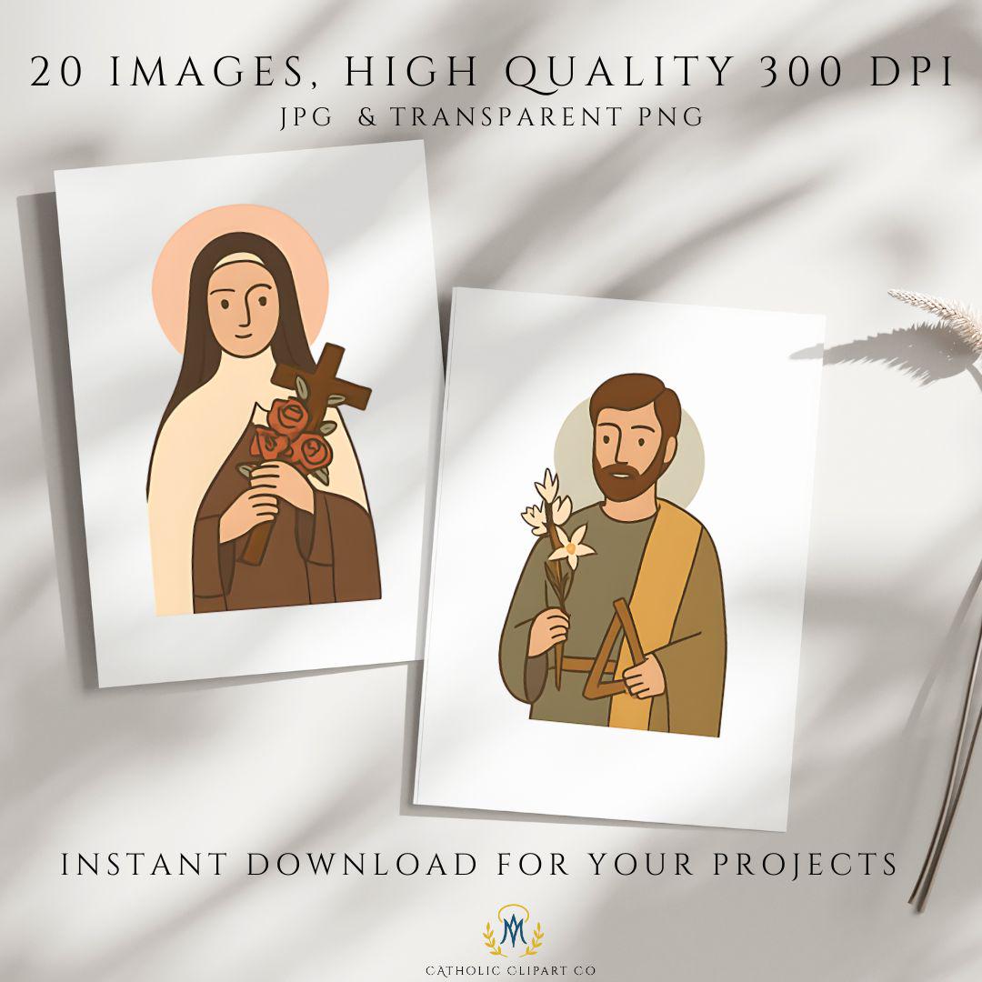 St Francis Catholic saint clipart modern religious illustration PNG | Ilustración moderna clipart de San Francisco santo católico PNG