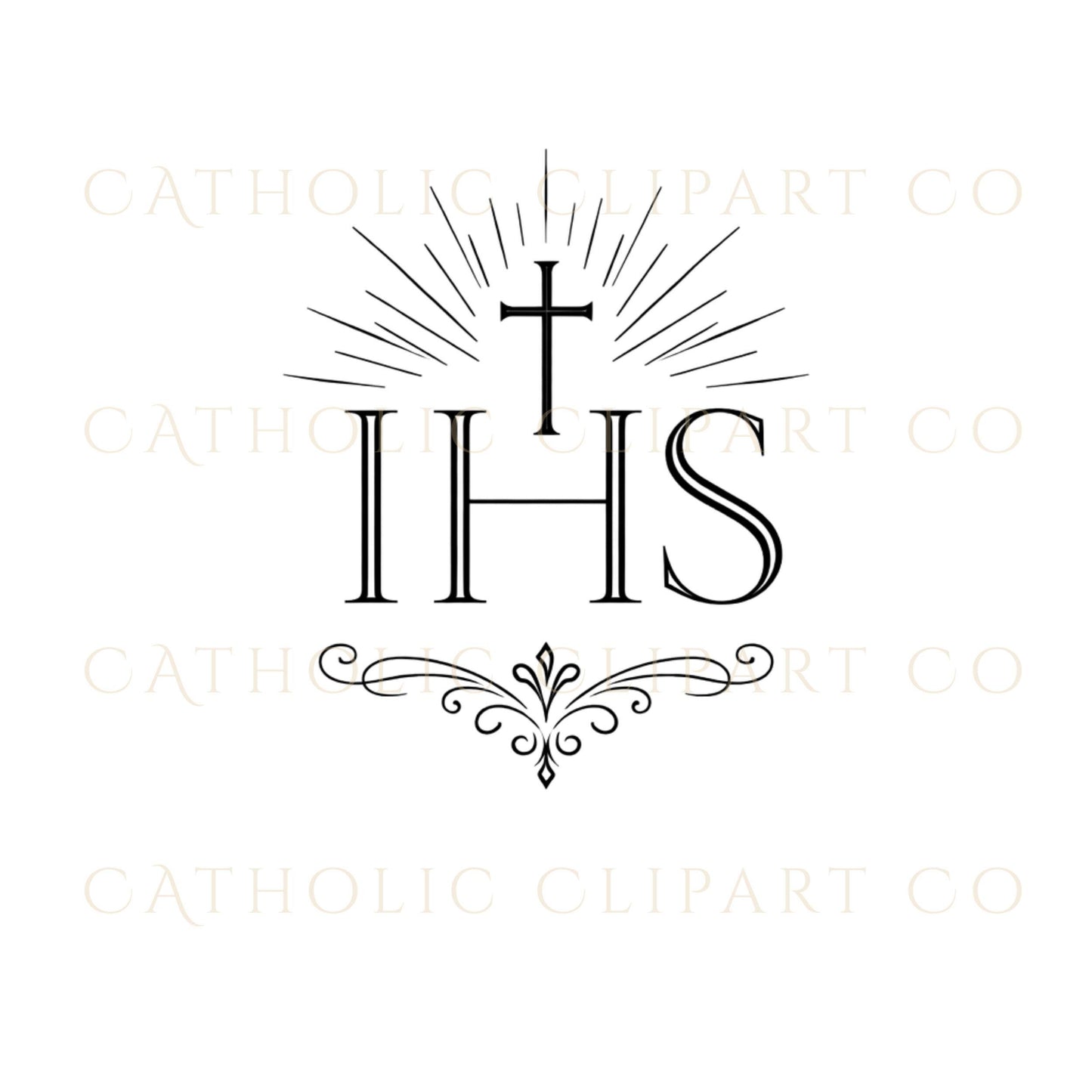 Minimal black IHS Christogram logo for Catholic branding projects – Logo minimalista IHS en negro para proyectos de identidad católica