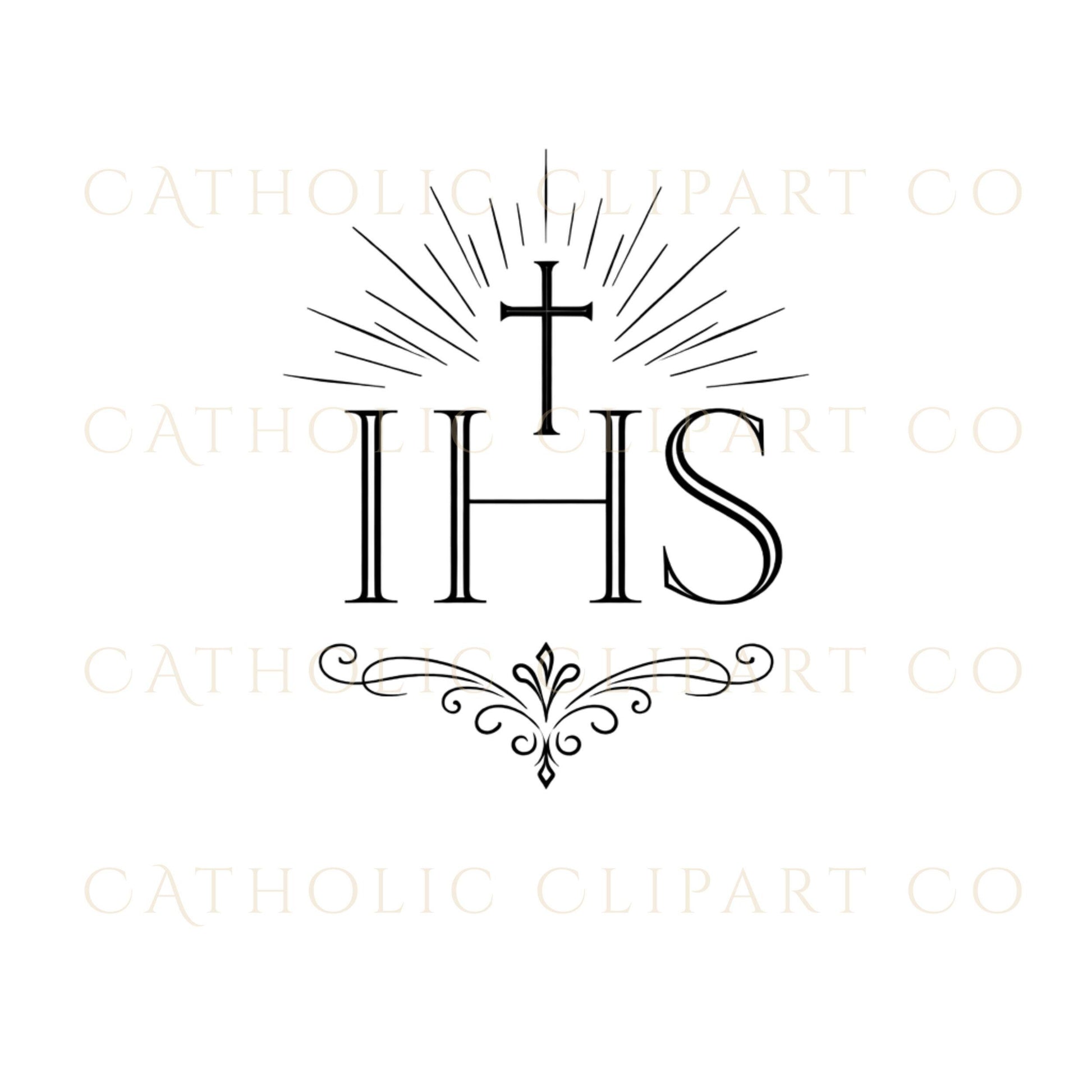 Minimal black IHS Christogram logo for Catholic branding projects – Logo minimalista IHS en negro para proyectos de identidad católica