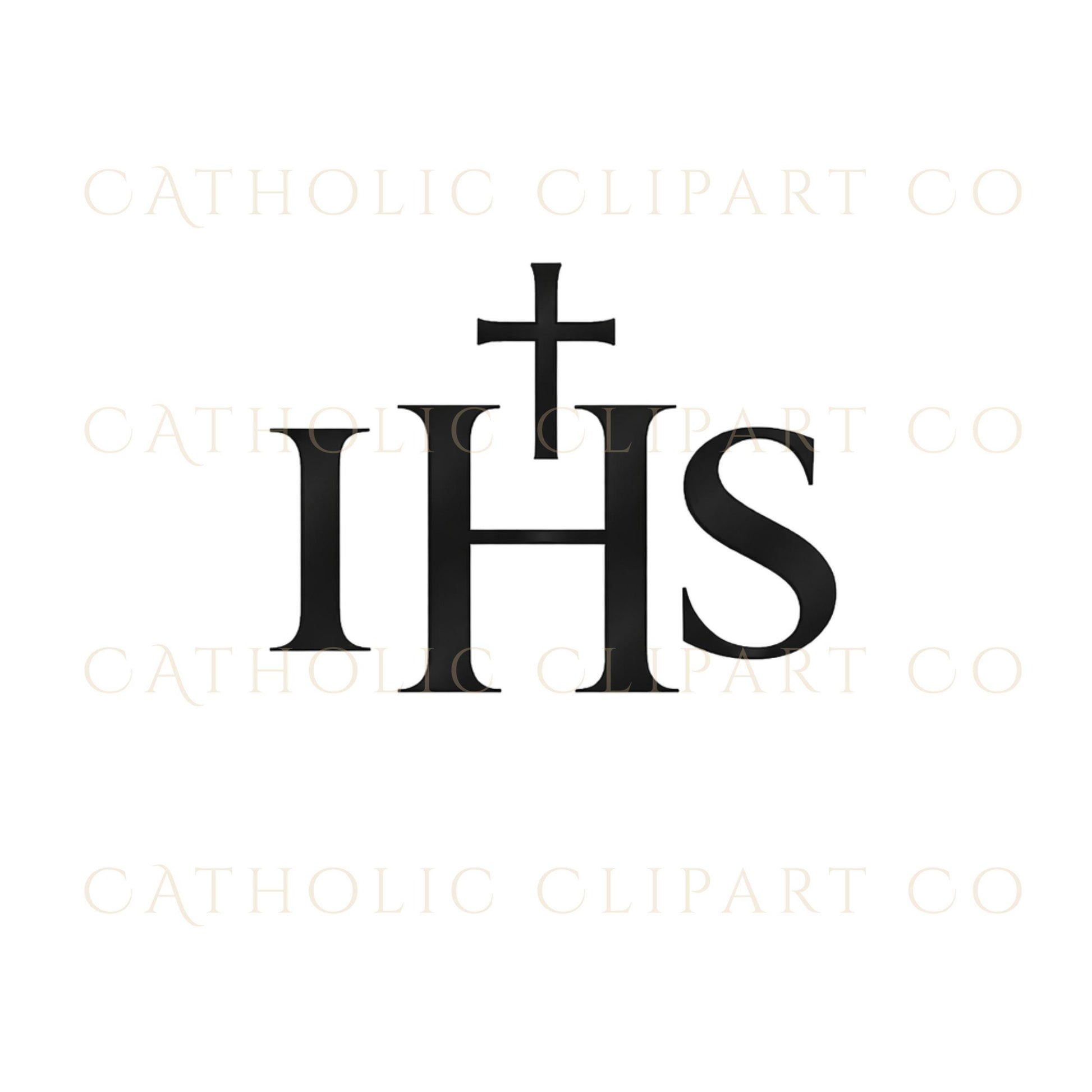 First Communion invitation design with gold IHS emblem – Diseño de invitación de Primera Comunión con emblema IHS dorado