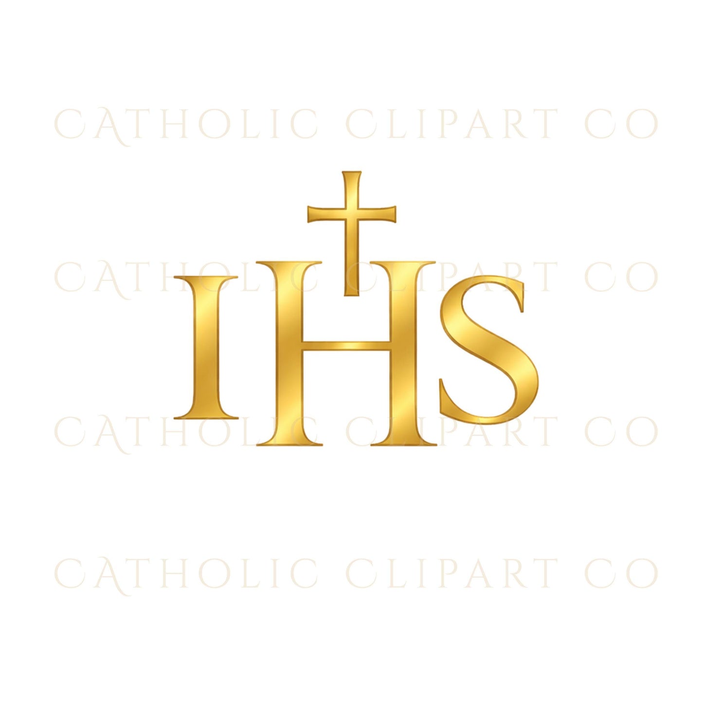 Elegant Catholic wedding logo with IHS monogram detail – Logo elegante de boda católica con monograma IHS