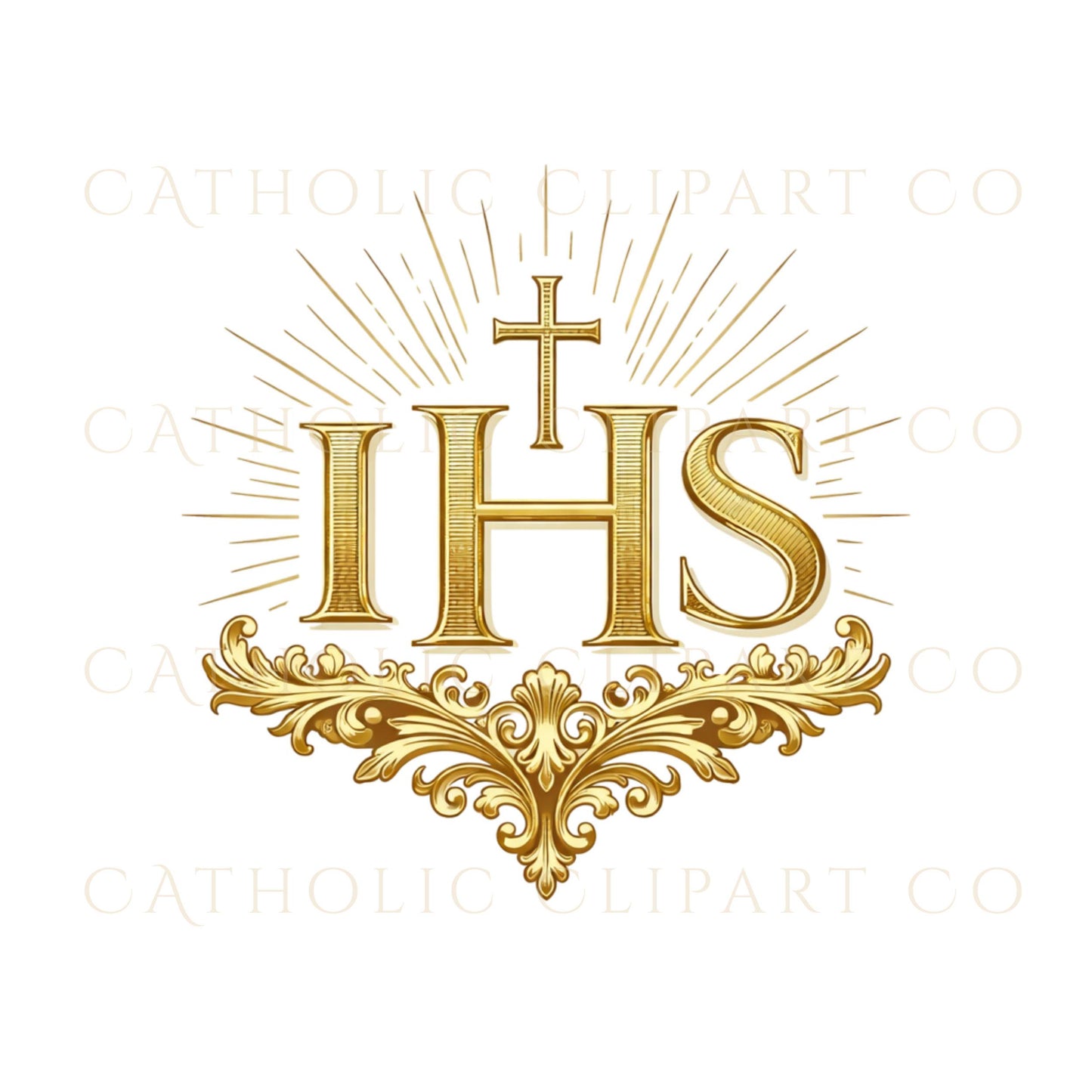 Catholic Christogram PNG transparent background for invitation design – Cristograma católico IHS PNG fondo transparente para invitaciones