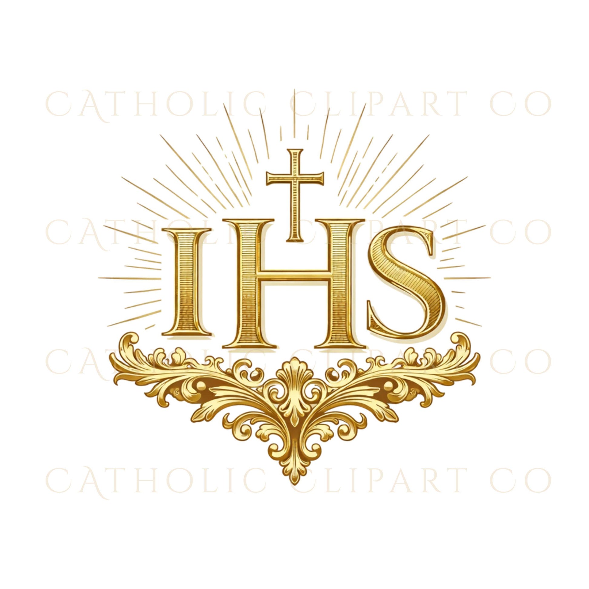 Catholic Christogram PNG transparent background for invitation design – Cristograma católico IHS PNG fondo transparente para invitaciones