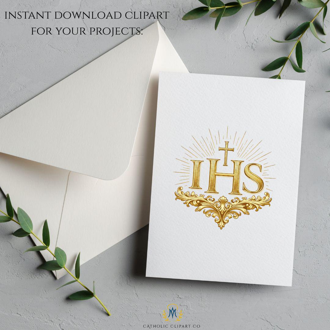 IHS Christogram graphic for Eucharistic event materials – Gráfico IHS para materiales de eventos eucarísticos
