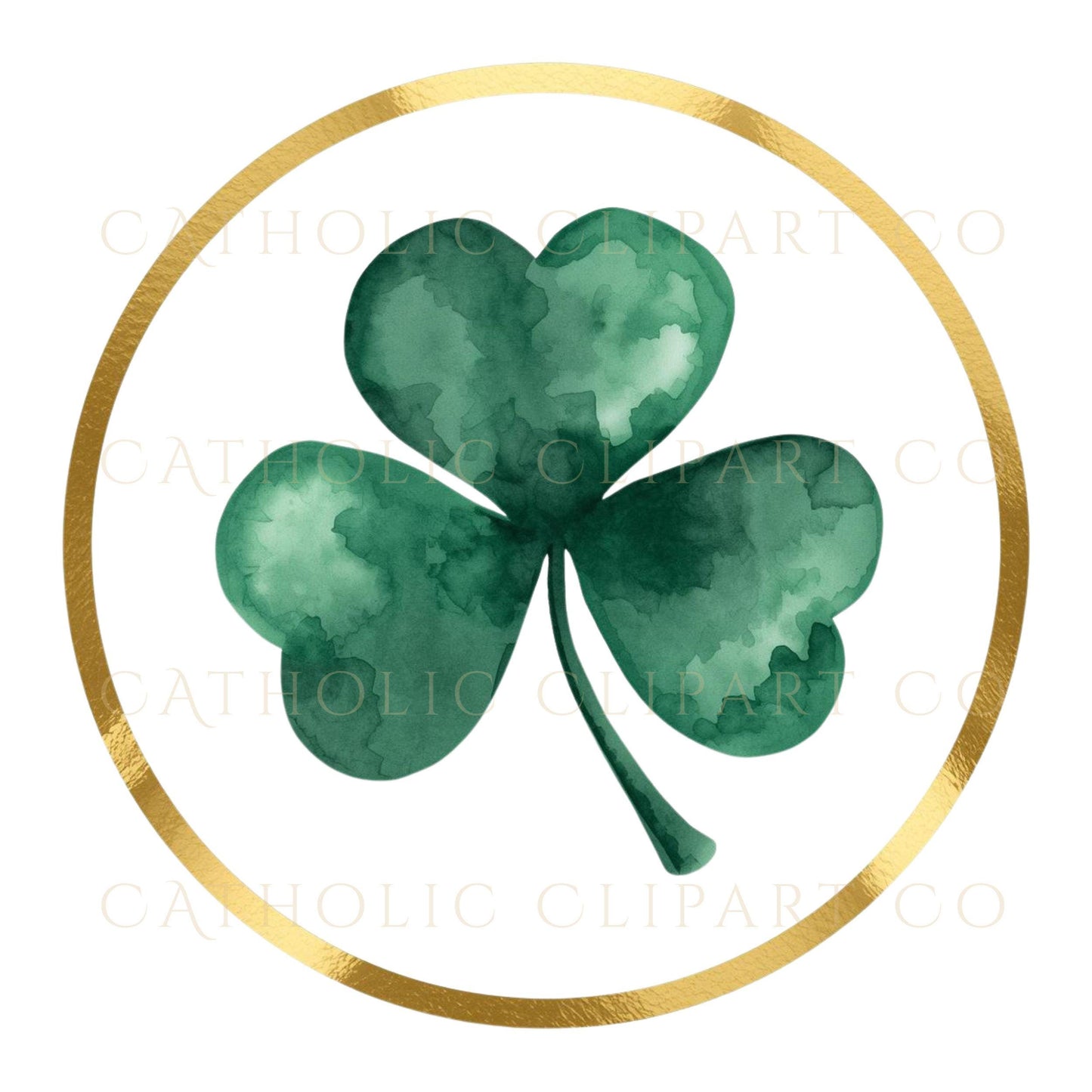 Celtic cross clipart with green shamrock Catholic design | Cruz celta con trébol verde diseño católico