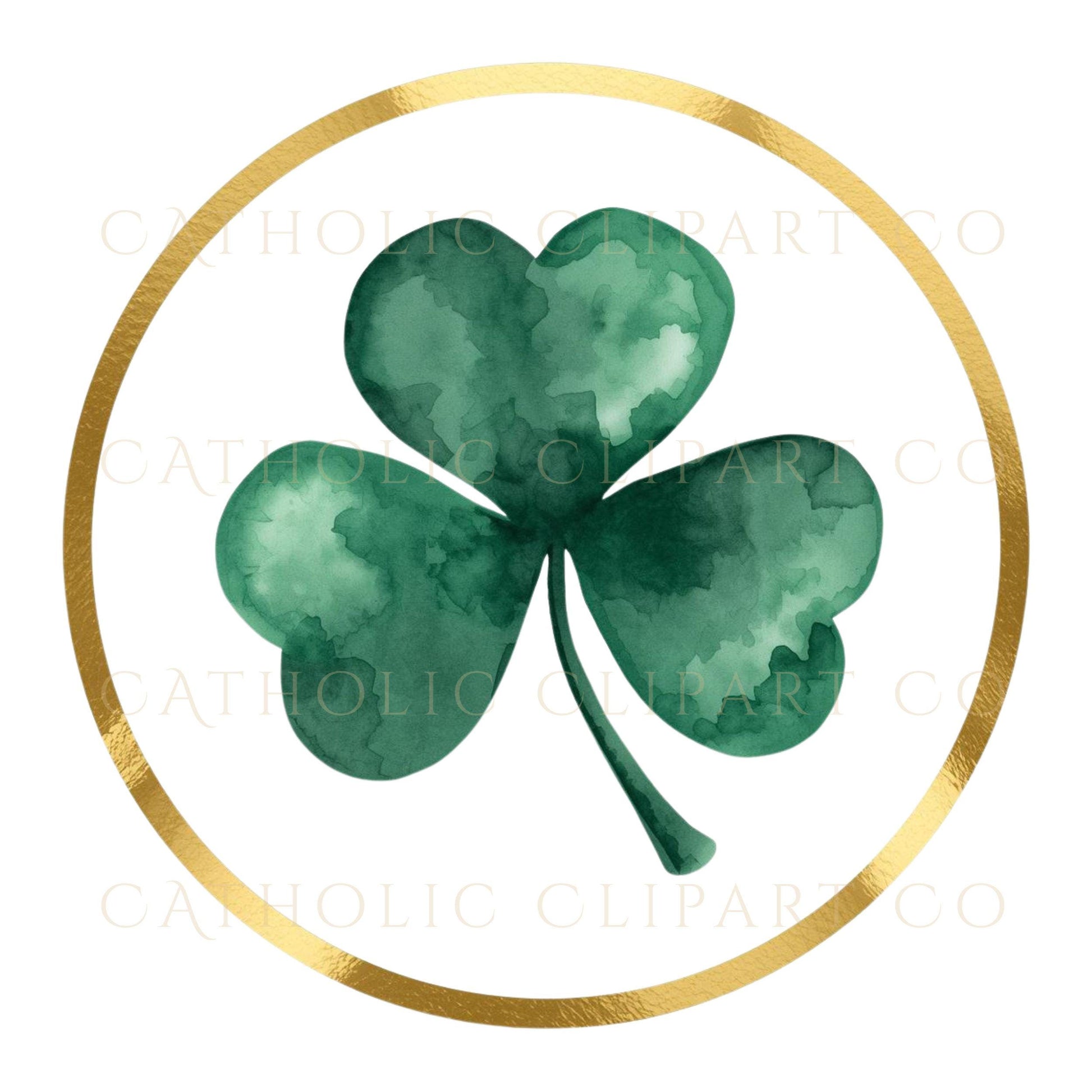 Celtic cross clipart with green shamrock Catholic design | Cruz celta con trébol verde diseño católico