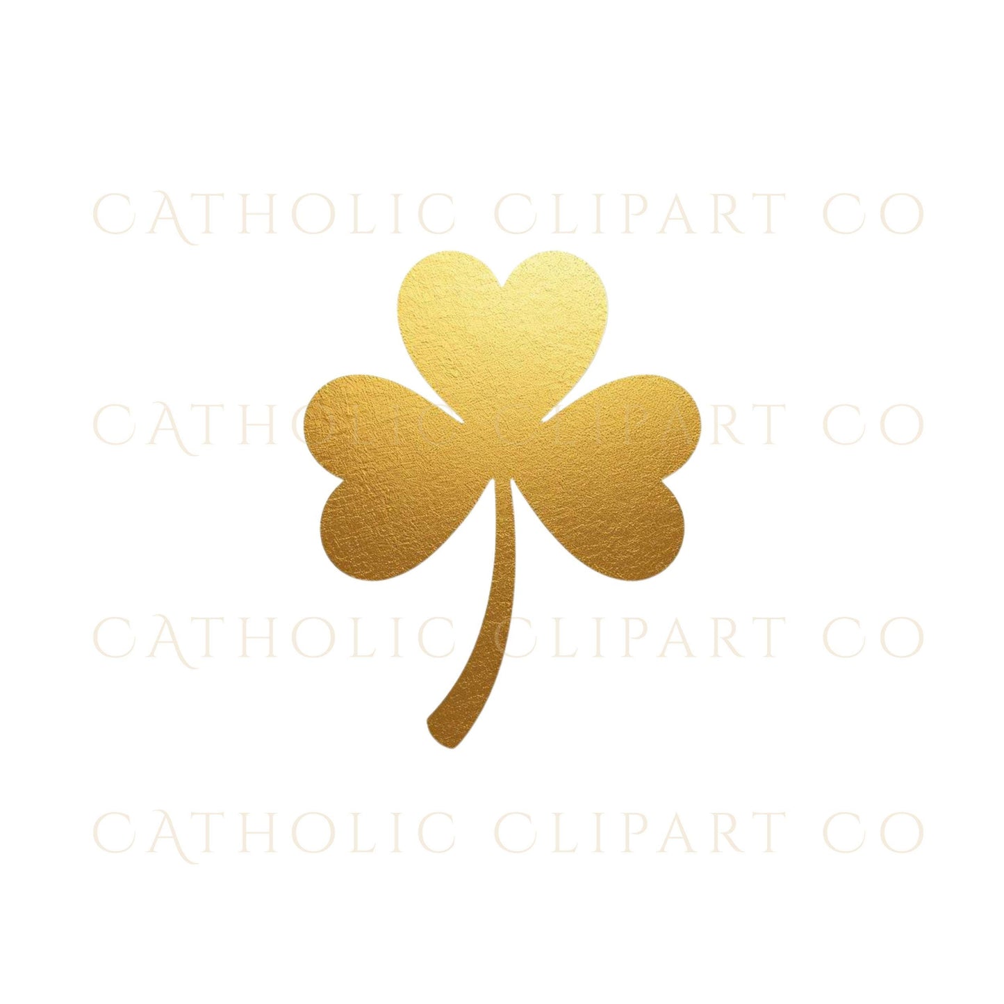 Irish Christian shamrock with gold cross clipart PNG | Trébol cristiano irlandés con cruz dorada PNG