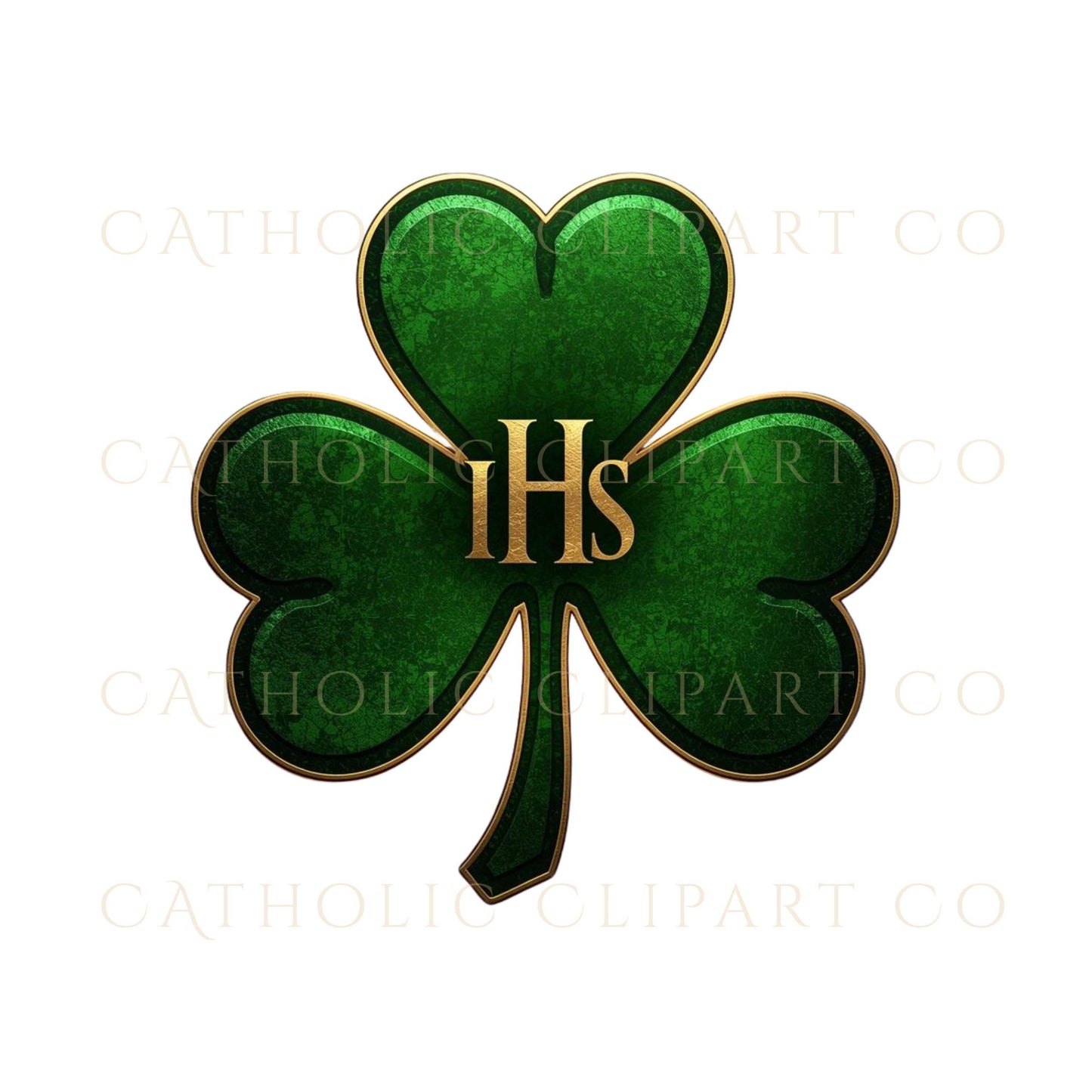 Gold shamrock icon Irish Catholic clipart design | Icono de trébol dorado diseño clipart católico irlandés
