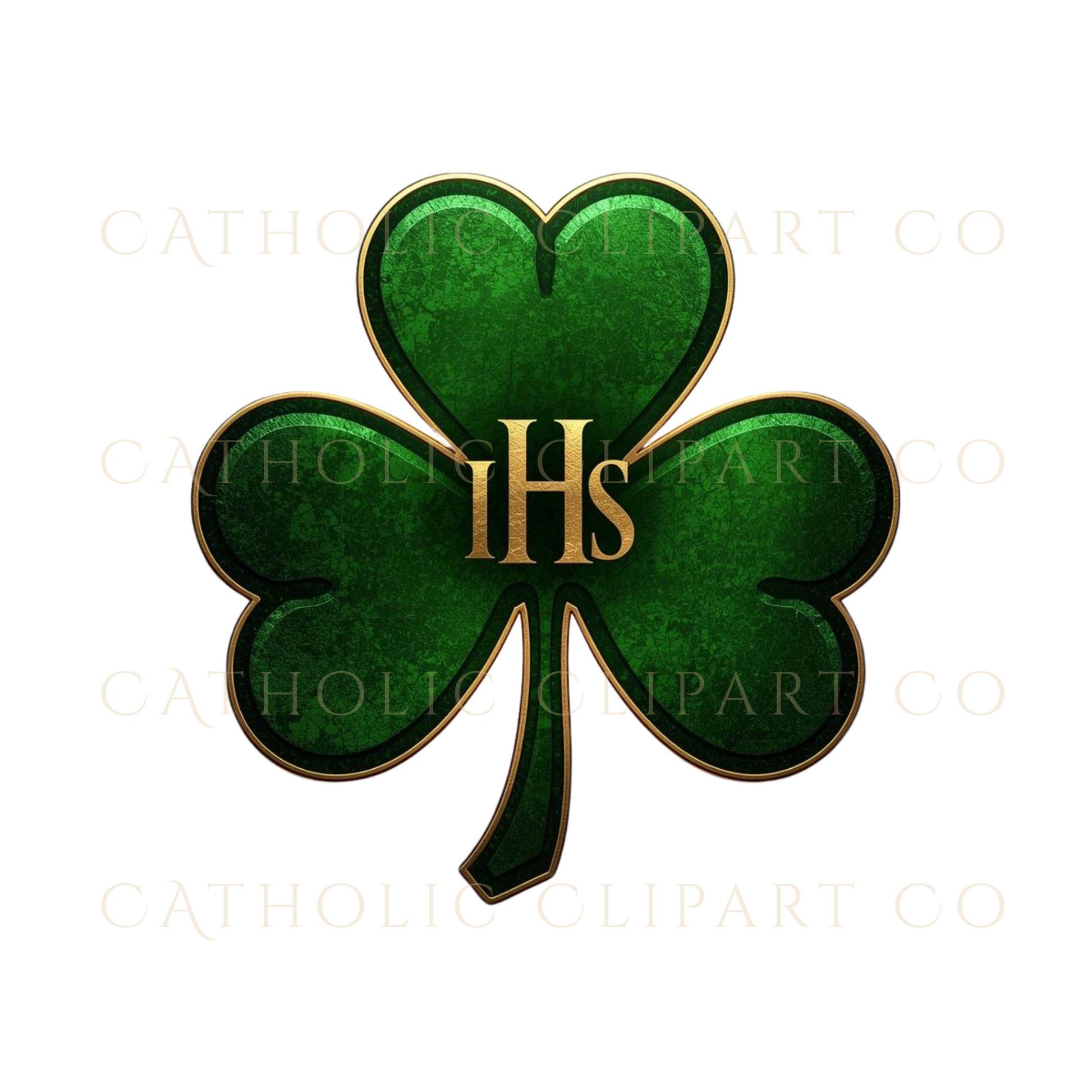 Gold shamrock icon Irish Catholic clipart design | Icono de trébol dorado diseño clipart católico irlandés