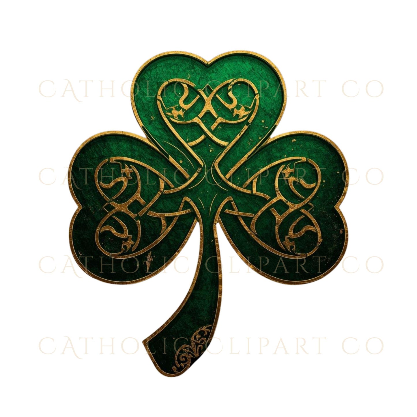 Green Celtic shamrock symbol Catholic Trinity clipart | Símbolo de trébol celta verde clipart de la Trinidad