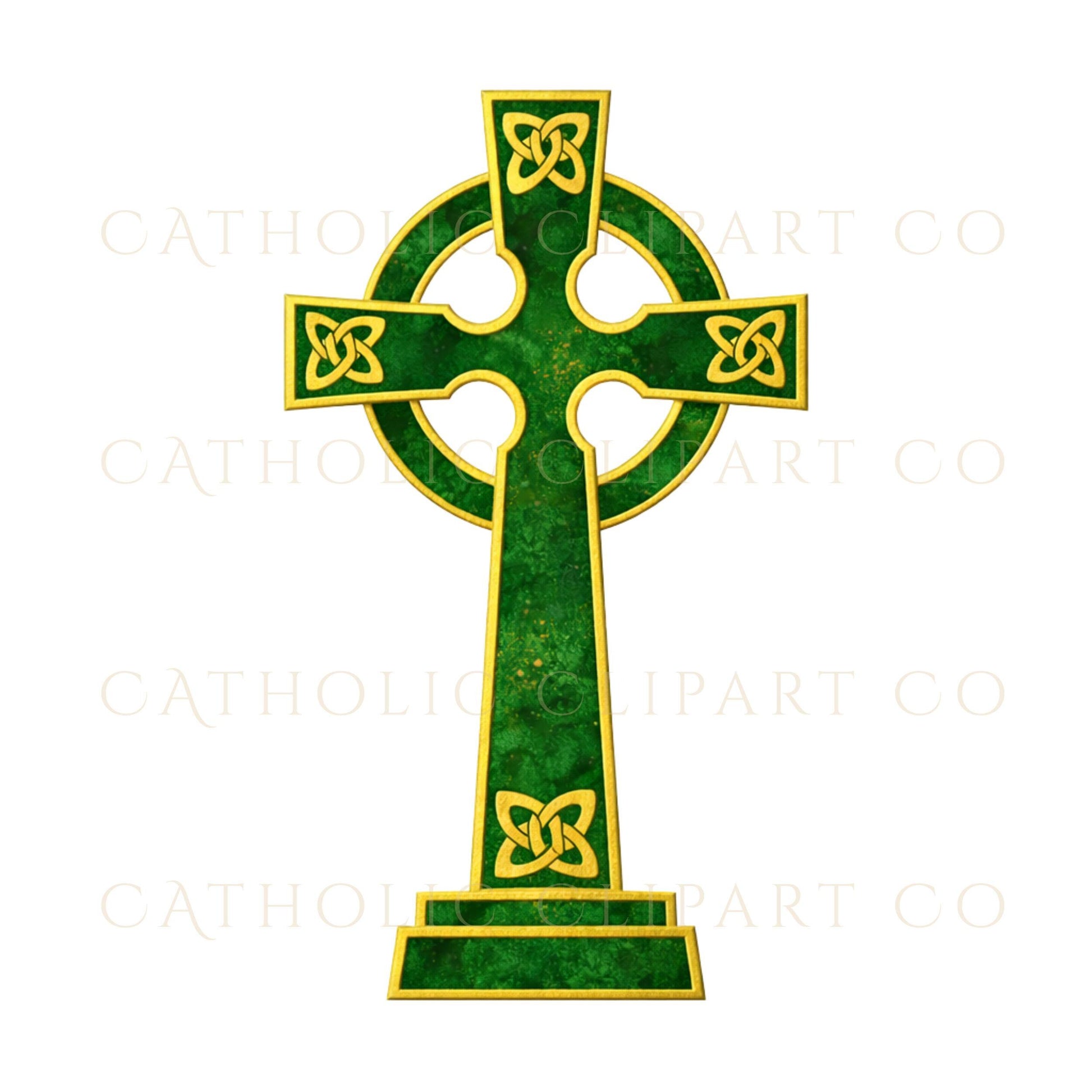 Gold Celtic cross religious icon Irish Christian clipart | Icono de cruz celta dorada clipart cristiano irlandés