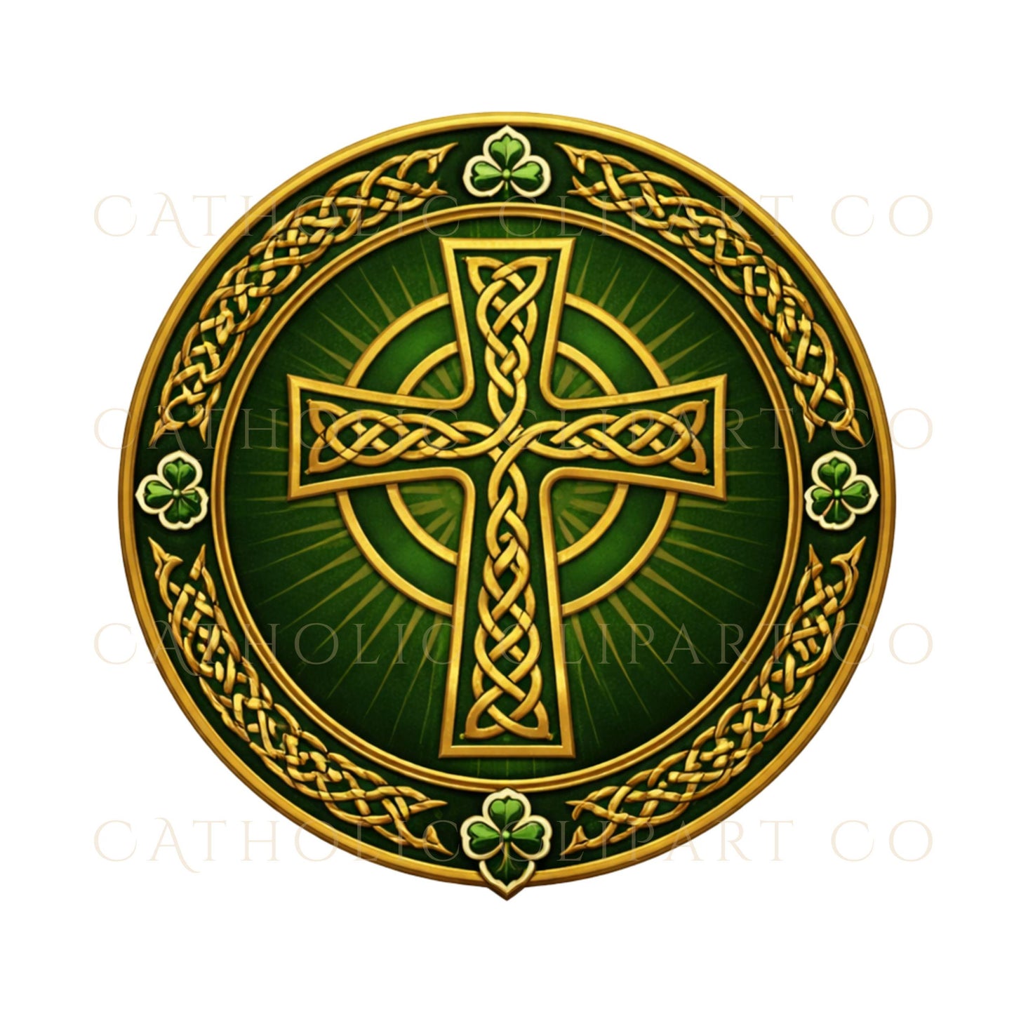 Celtic cross bundle green gold Christian religious clipart | Paquete de cruces celtas clipart religioso cristiano verde dorado