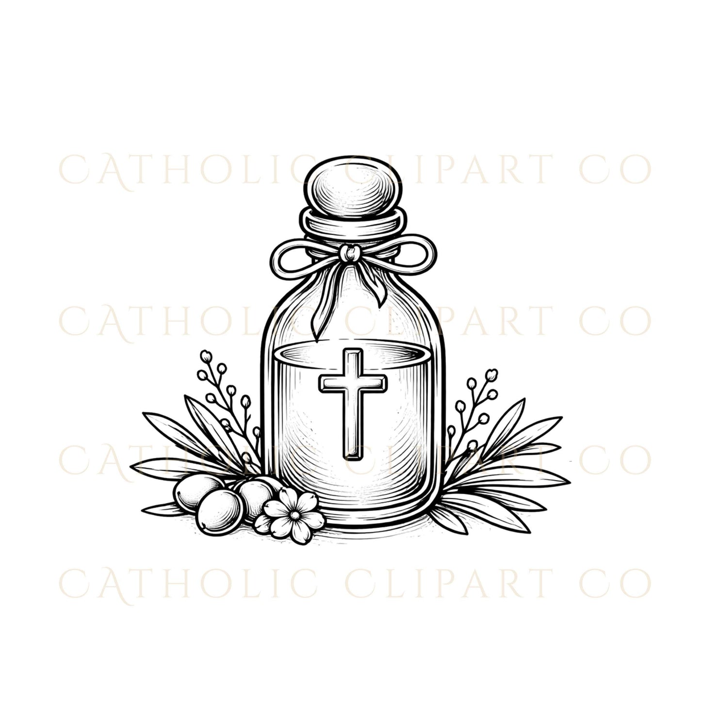 Religious Catholic clipart bundle black white sacrament symbols PNG / Paquete de clipart católico símbolos sacramentales blanco y negro