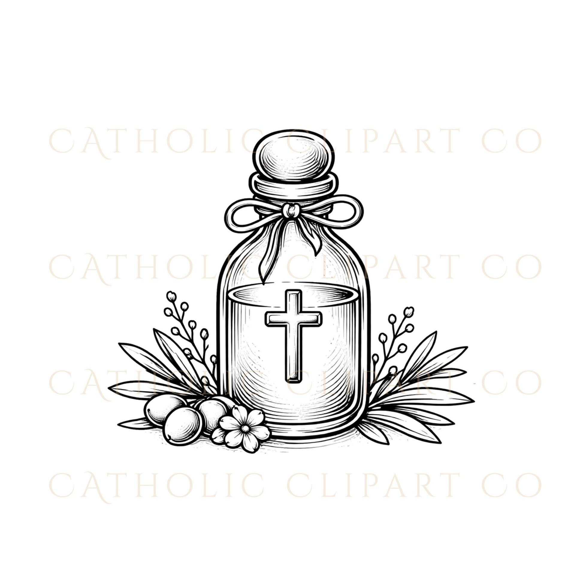 Religious Catholic clipart bundle black white sacrament symbols PNG / Paquete de clipart católico símbolos sacramentales blanco y negro
