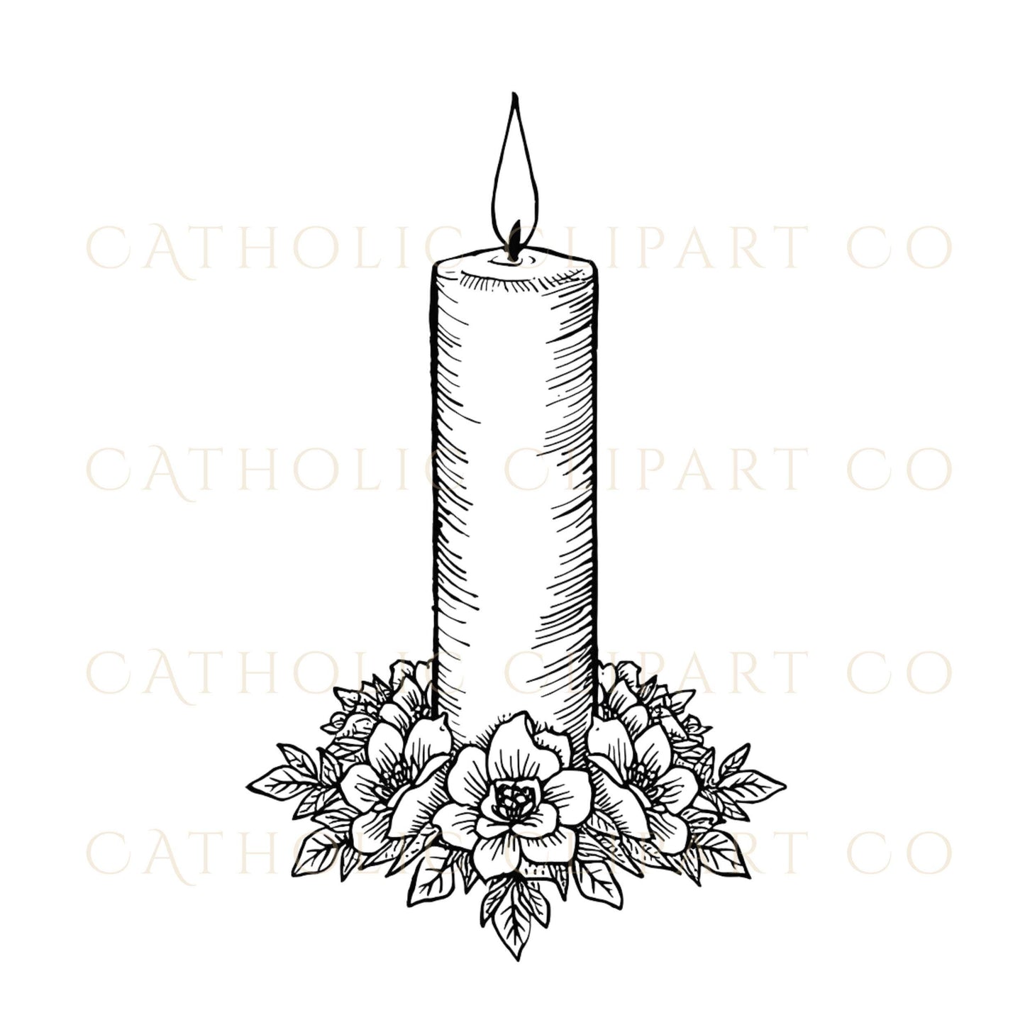 Catholic church symbols clipart black and white religious illustration / Símbolos de iglesia católica clipart blanco y negro ilustración