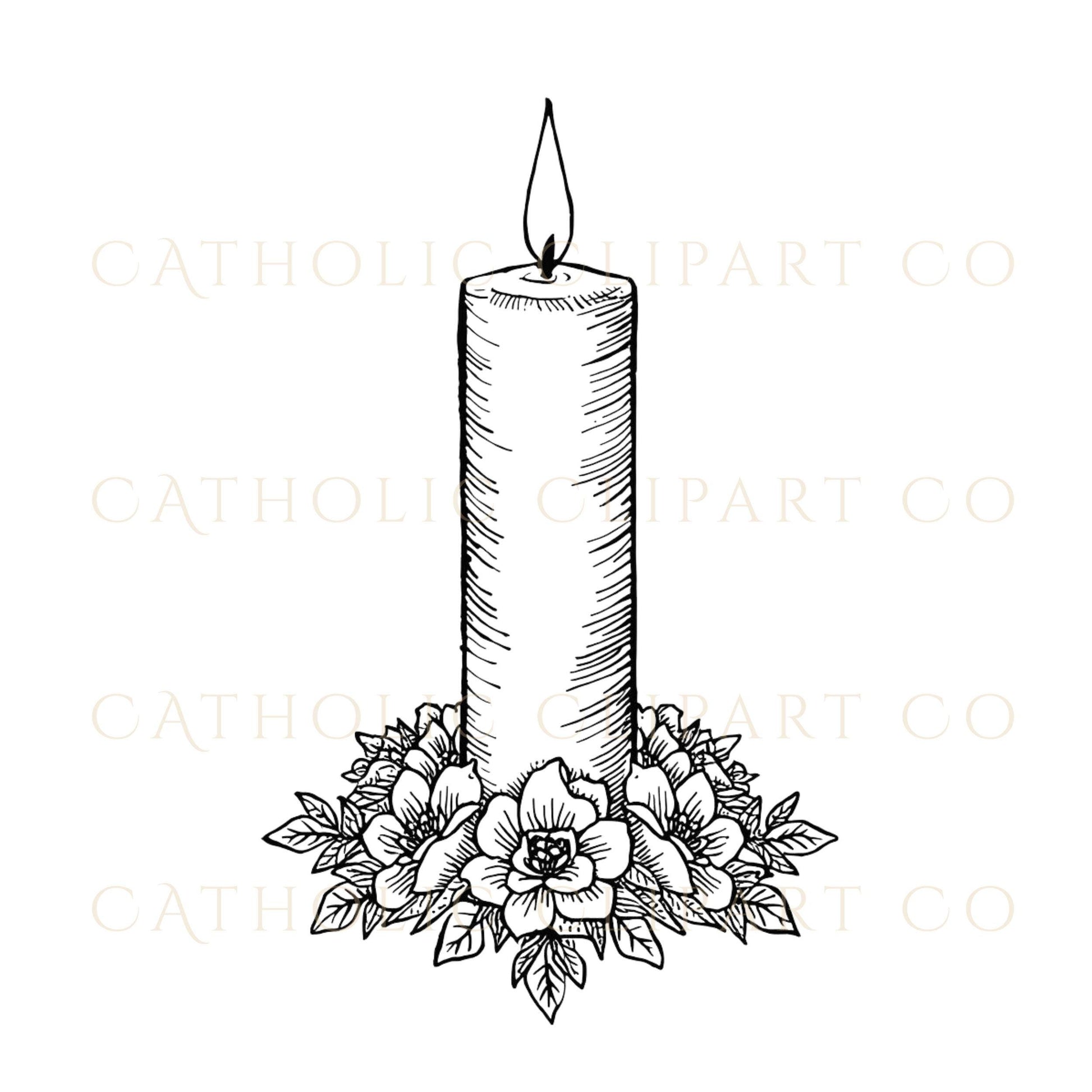 Catholic church symbols clipart black and white religious illustration / Símbolos de iglesia católica clipart blanco y negro ilustración