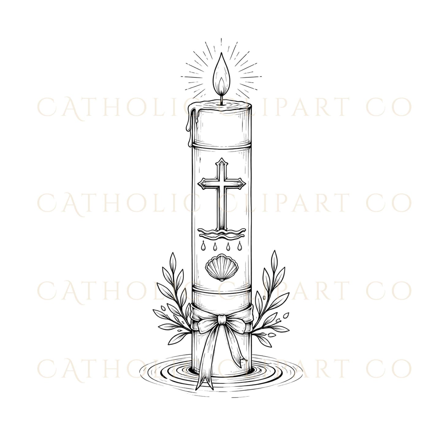 Catholic religious PNG clipart bundle commercial use line art / Clipart PNG católico uso comercial estilo line art